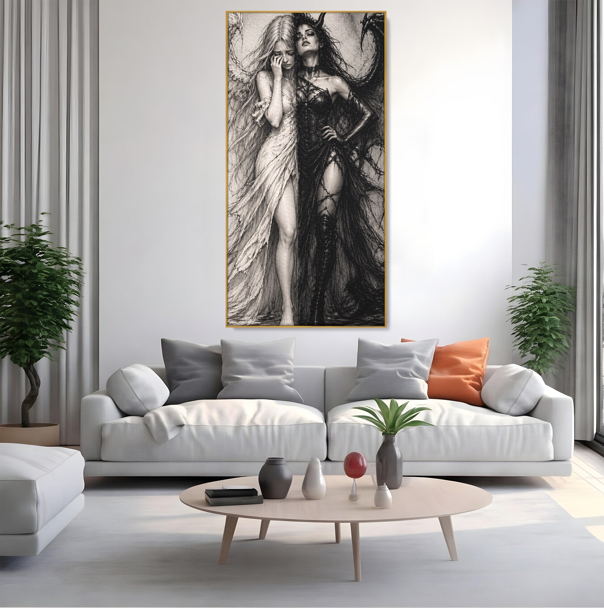 Tablou Canvas Premium LuxCanva® U1119, Inger Si Demon, Contrast, Mitologie, Inger, Demon, Living, Culori Vibrante