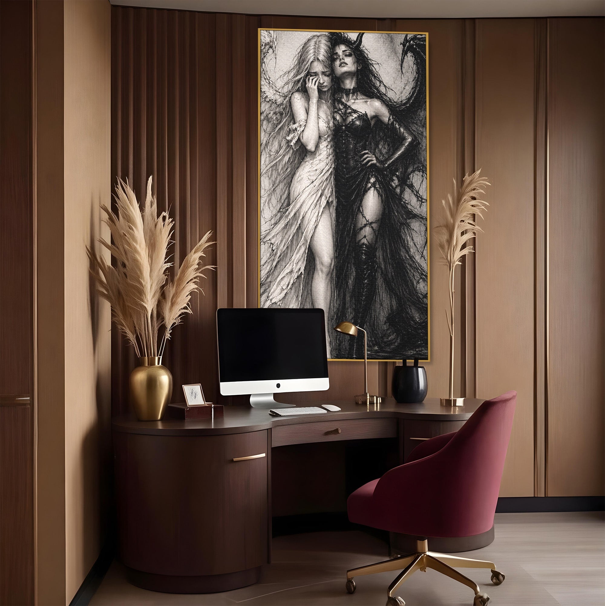 Tablou Canvas Premium LuxCanva® U1119, Inger Si Demon, Contrast, Mitologie, Inger, Demon, Living, Culori Vibrante