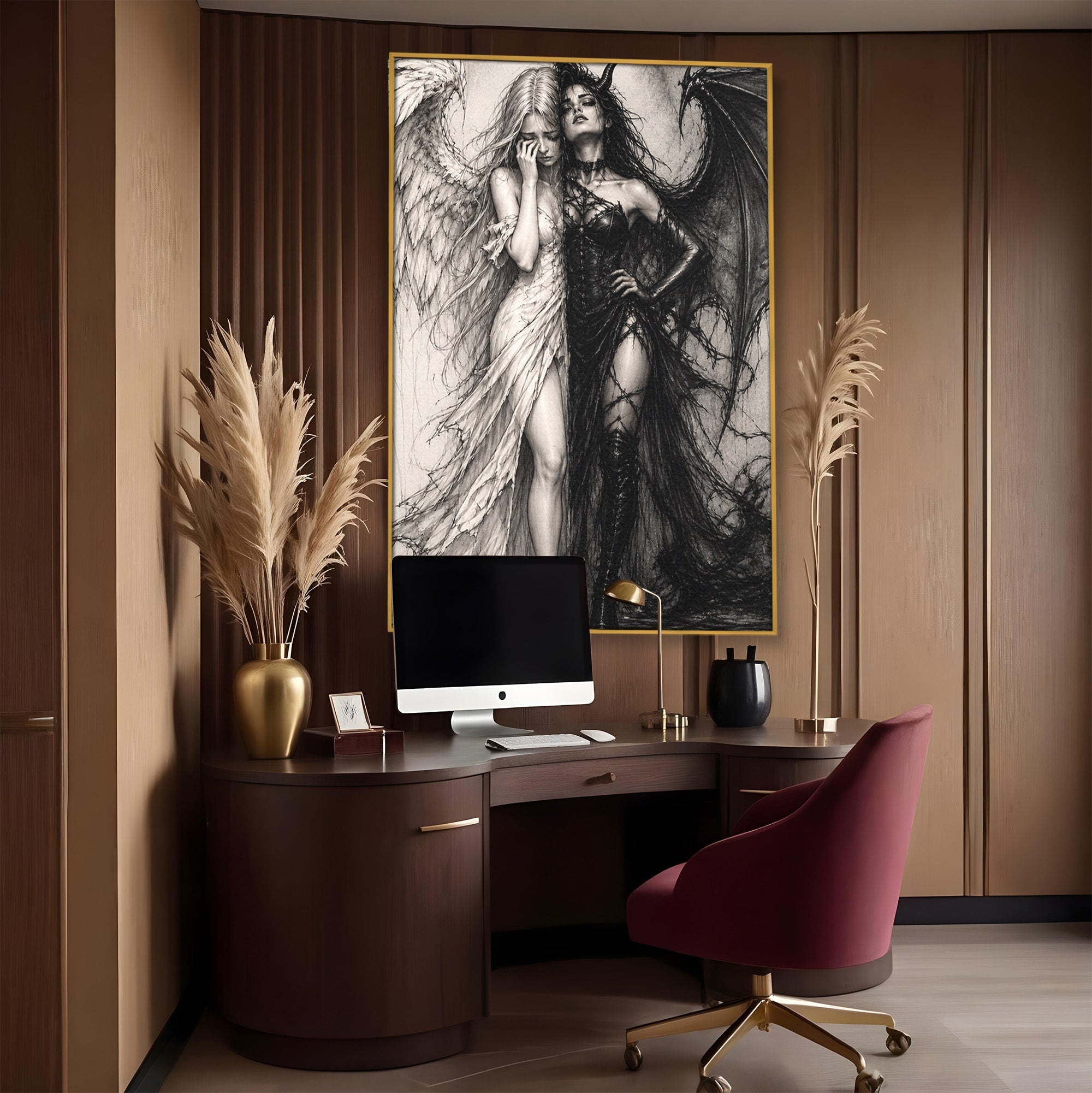 Tablou Canvas Premium LuxCanva® U1119, Inger Si Demon, Contrast, Mitologie, Inger, Demon, Living, Culori Vibrante