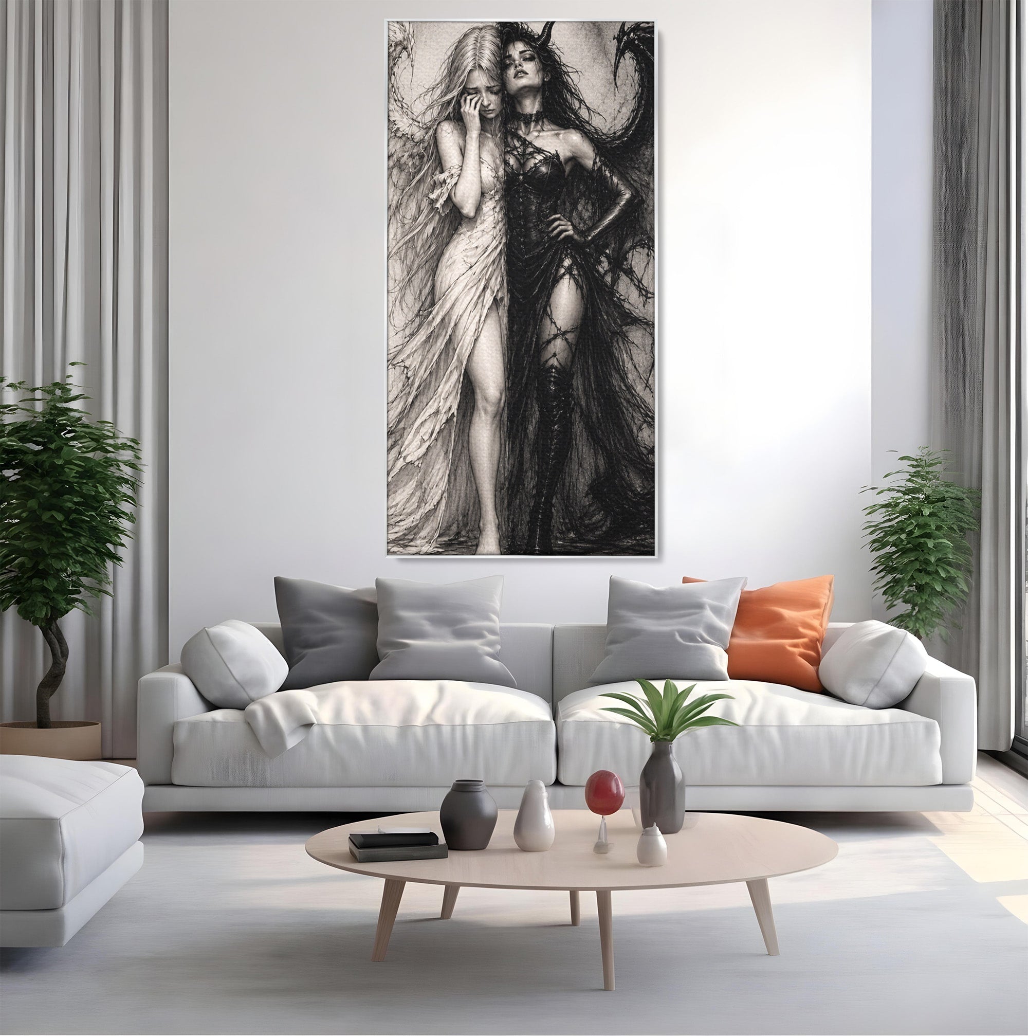 Tablou Canvas Premium LuxCanva® U1119, Inger Si Demon, Contrast, Mitologie, Inger, Demon, Living, Culori Vibrante