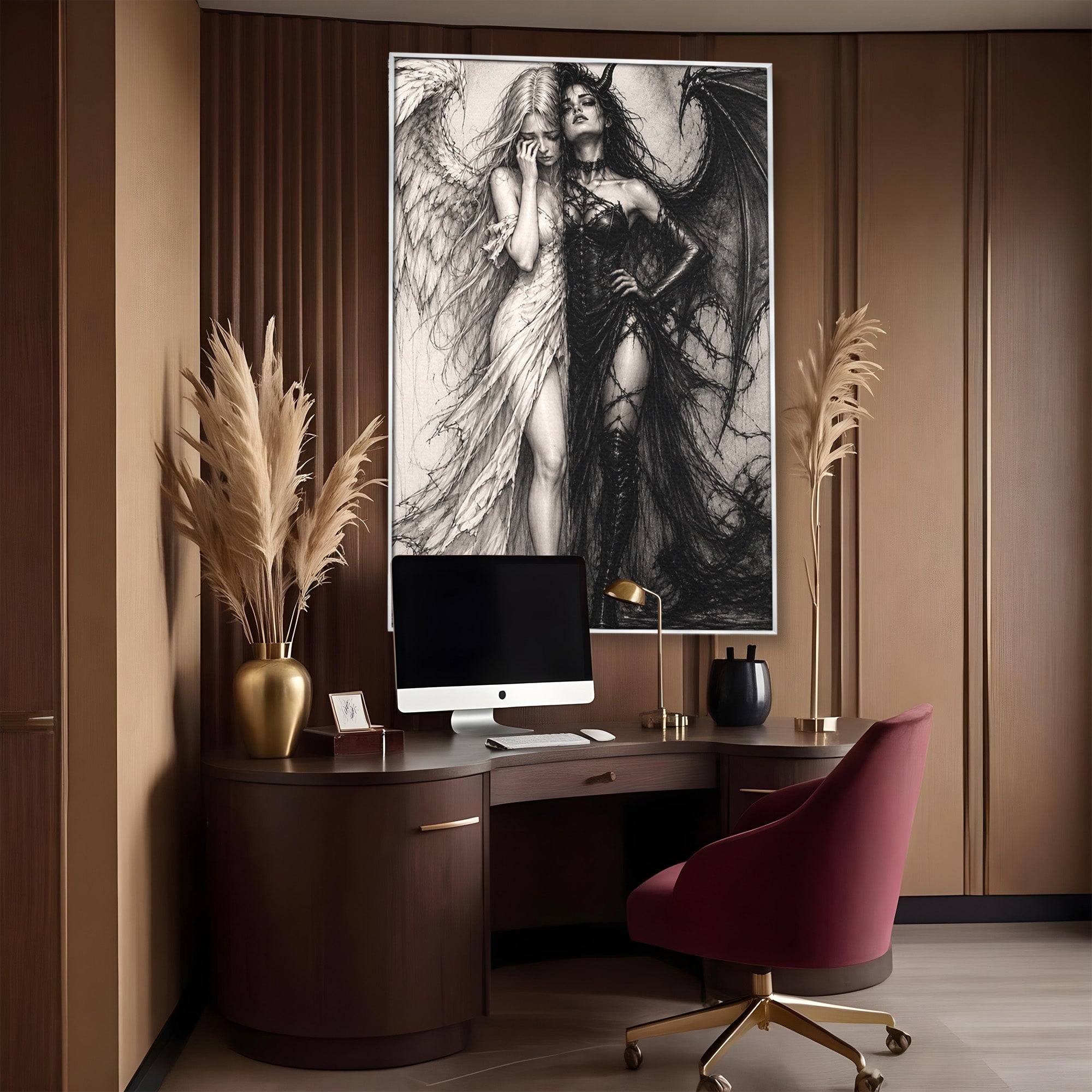 Tablou Canvas Premium LuxCanva® U1119, Inger Si Demon, Contrast, Mitologie, Inger, Demon, Living, Culori Vibrante