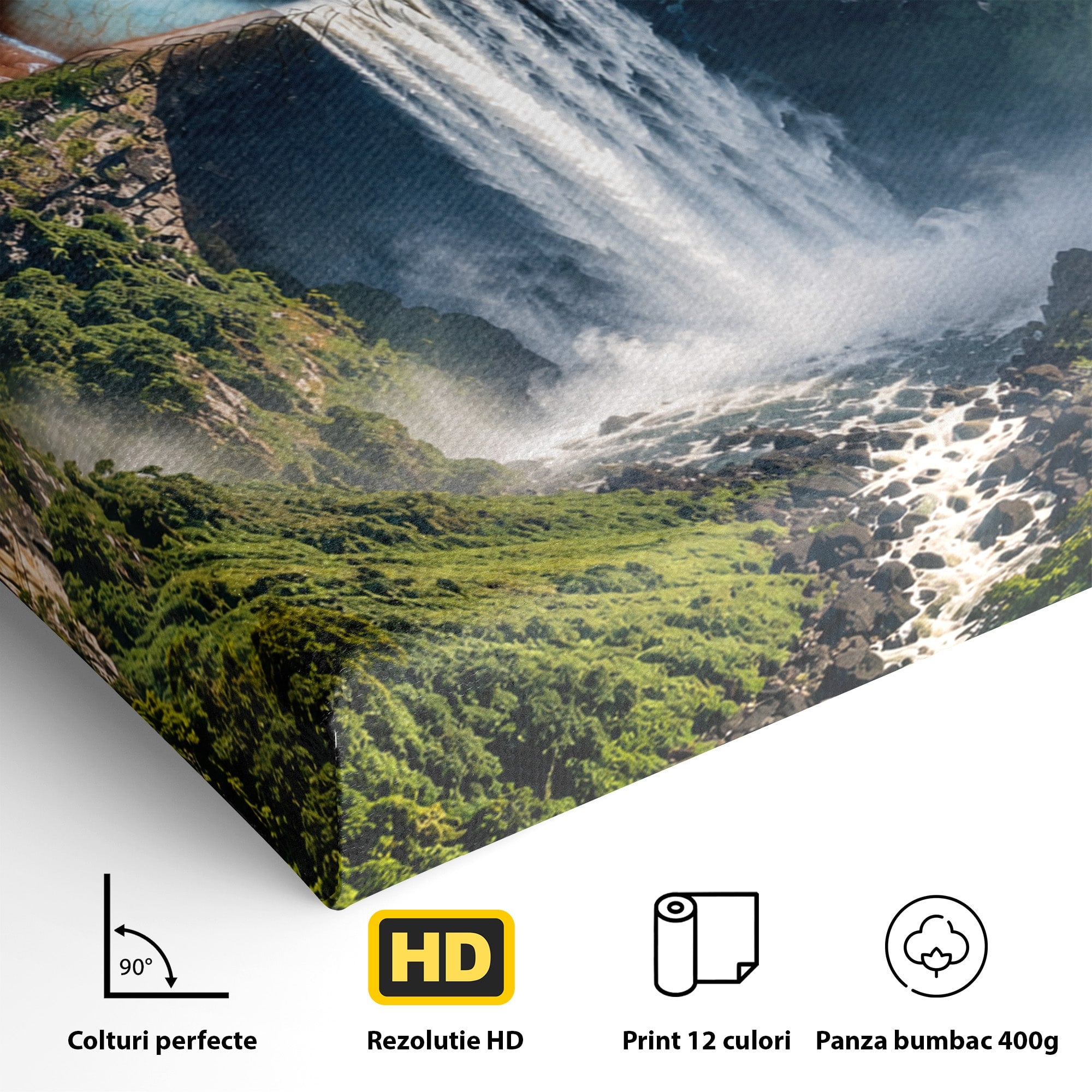 Tablou Canvas Premium LuxCanva® U1120, Privirea Pădurilor Luxuriante, Cascada, Ochi, Padure, Fantezie, Peisaj, Dormitor, Living, Culori Vibrante