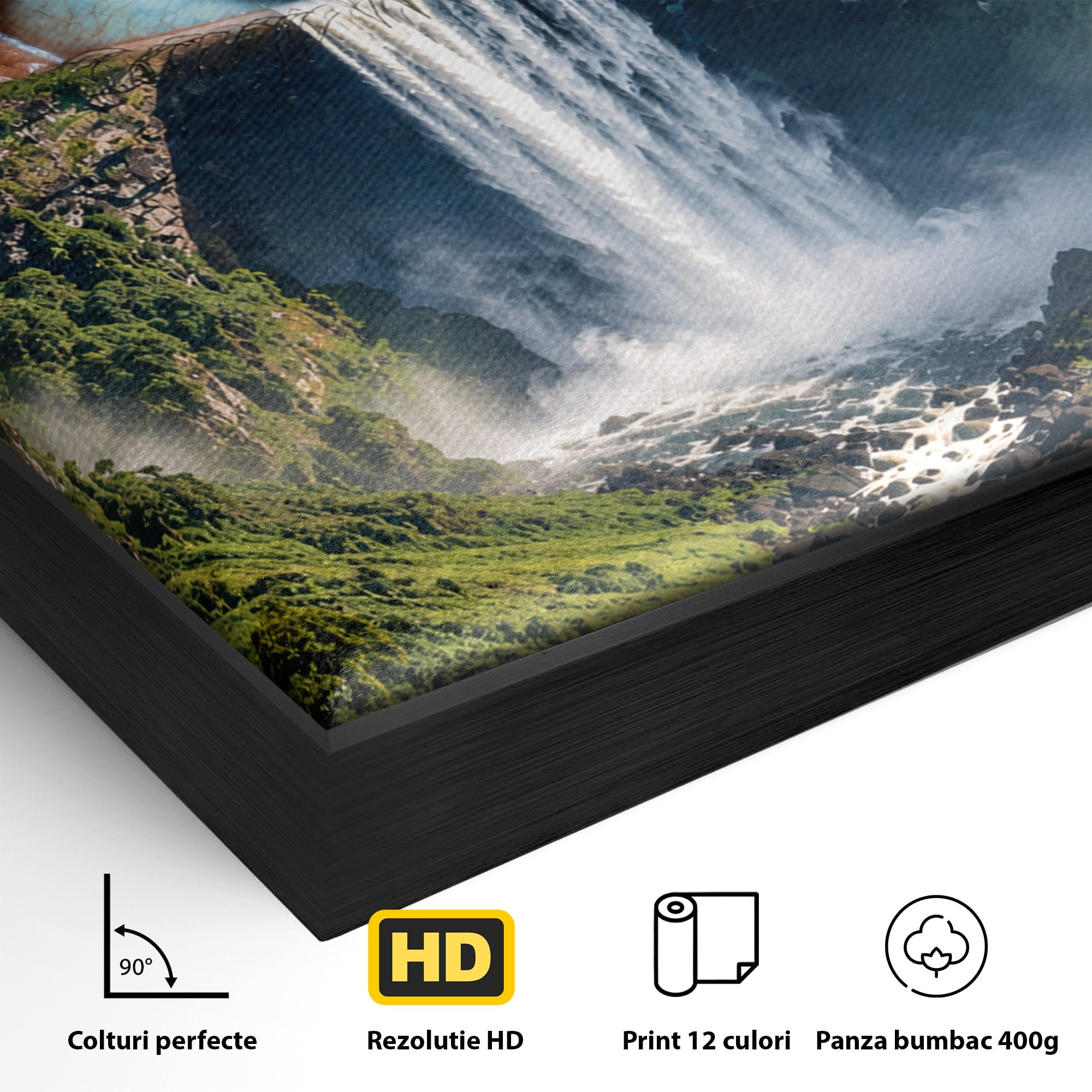 Tablou Canvas Premium LuxCanva® U1120, Privirea Pădurilor Luxuriante, Cascada, Ochi, Padure, Fantezie, Peisaj, Dormitor, Living, Culori Vibrante