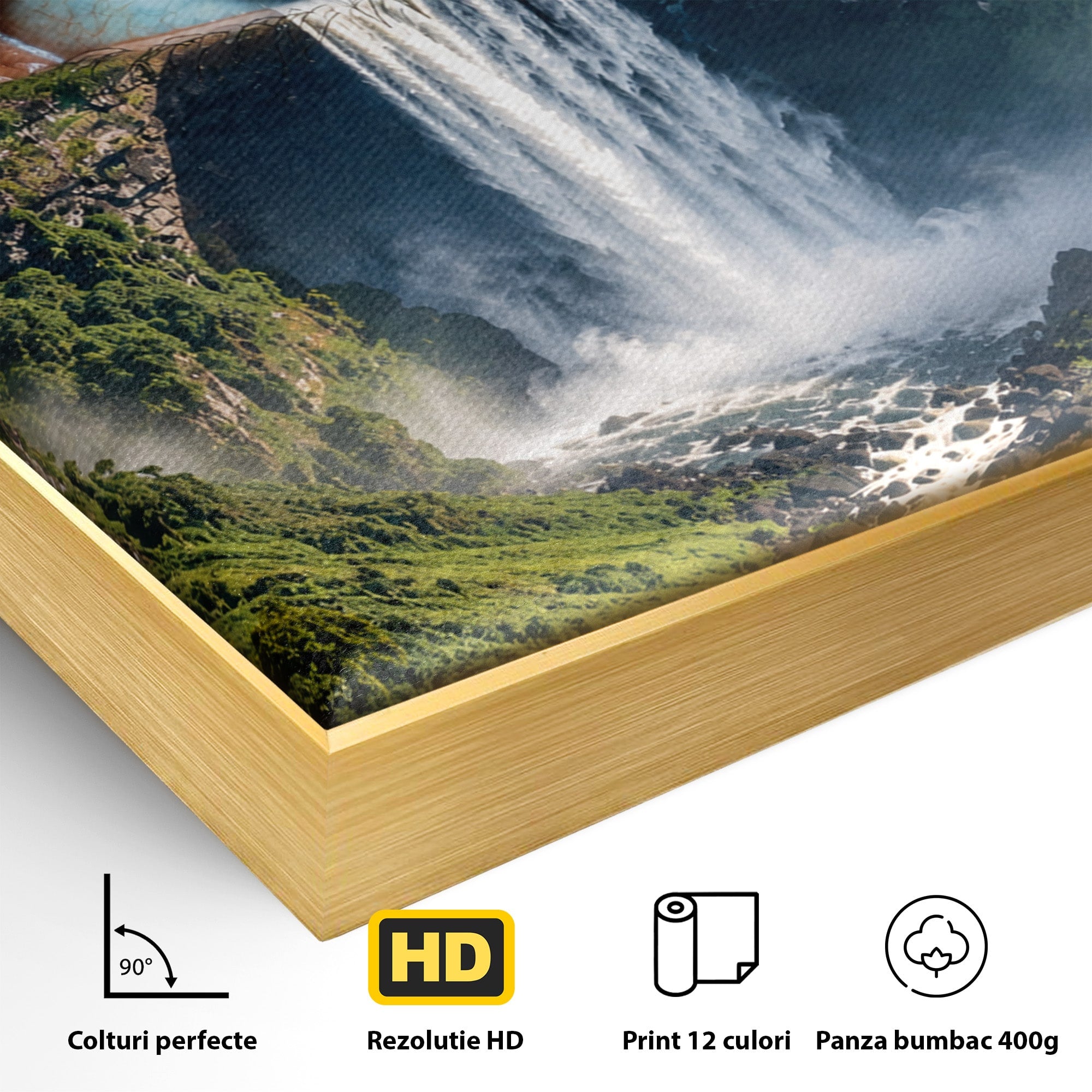 Tablou Canvas Premium LuxCanva® U1120, Privirea Pădurilor Luxuriante, Cascada, Ochi, Padure, Fantezie, Peisaj, Dormitor, Living, Culori Vibrante
