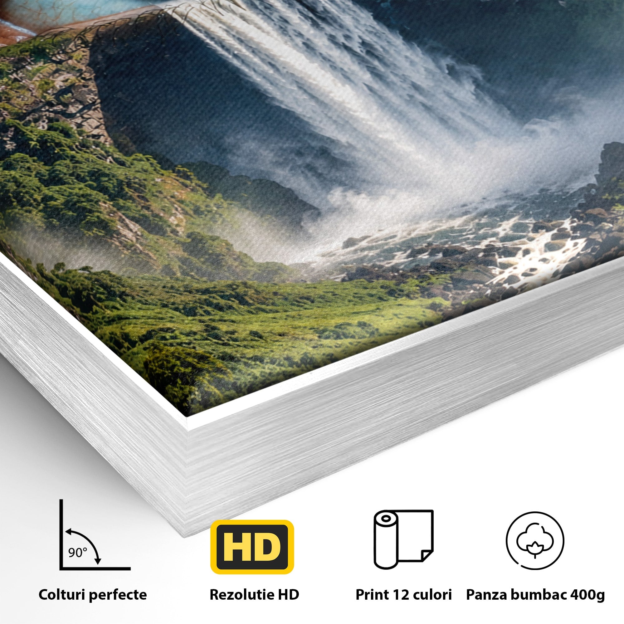 Tablou Canvas Premium LuxCanva® U1120, Privirea Pădurilor Luxuriante, Cascada, Ochi, Padure, Fantezie, Peisaj, Dormitor, Living, Culori Vibrante