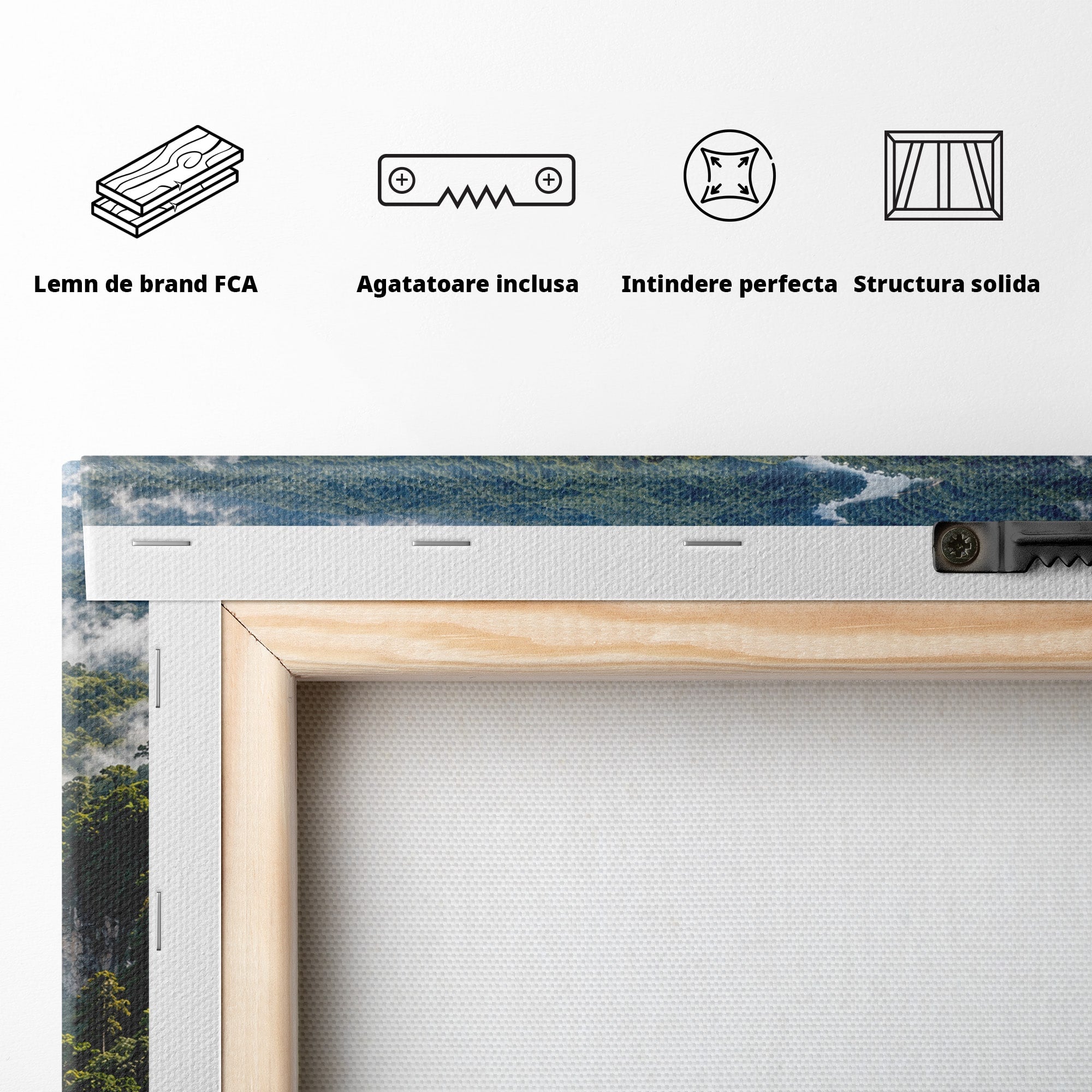 Tablou Canvas Premium LuxCanva® U1120, Privirea Pădurilor Luxuriante, Cascada, Ochi, Padure, Fantezie, Peisaj, Dormitor, Living, Culori Vibrante