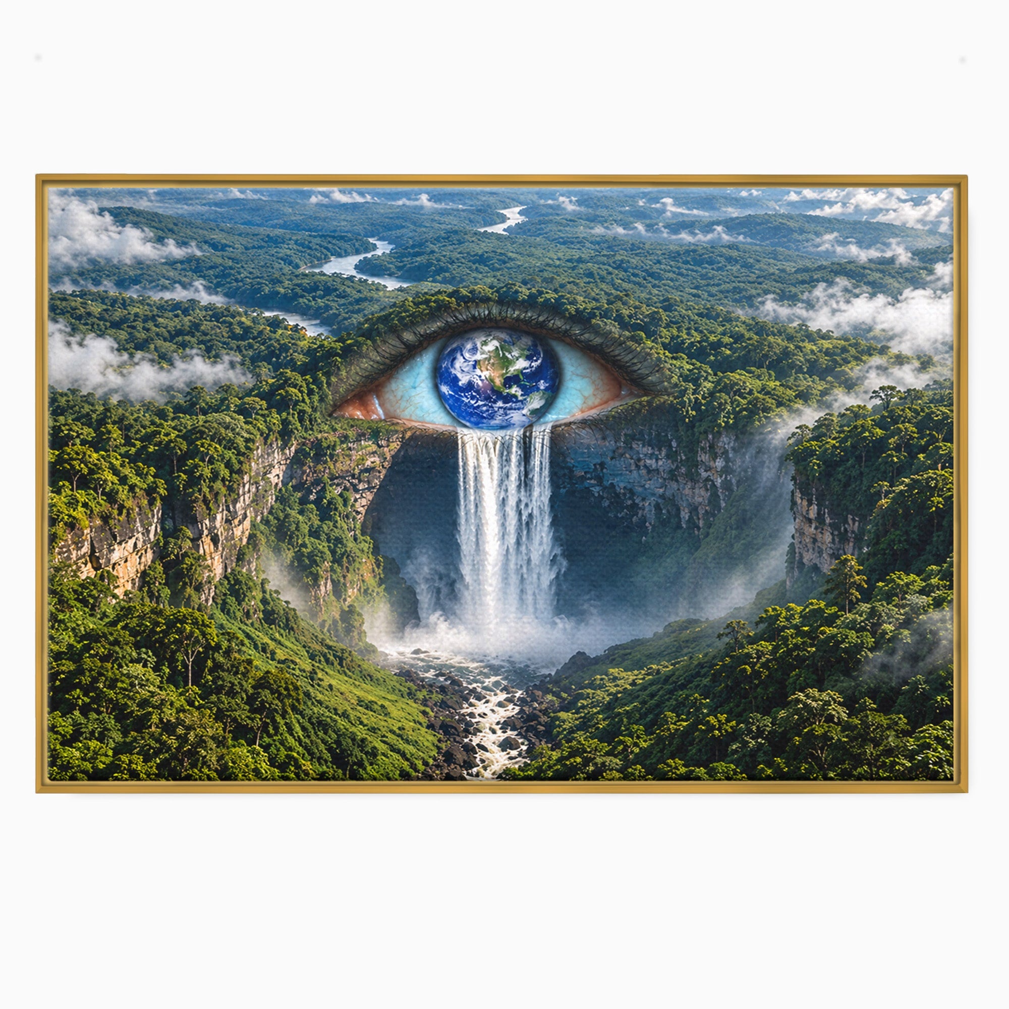 Tablou Canvas Premium LuxCanva® U1120, Privirea Pădurilor Luxuriante, Cascada, Ochi, Padure, Fantezie, Peisaj, Dormitor, Living, Culori Vibrante