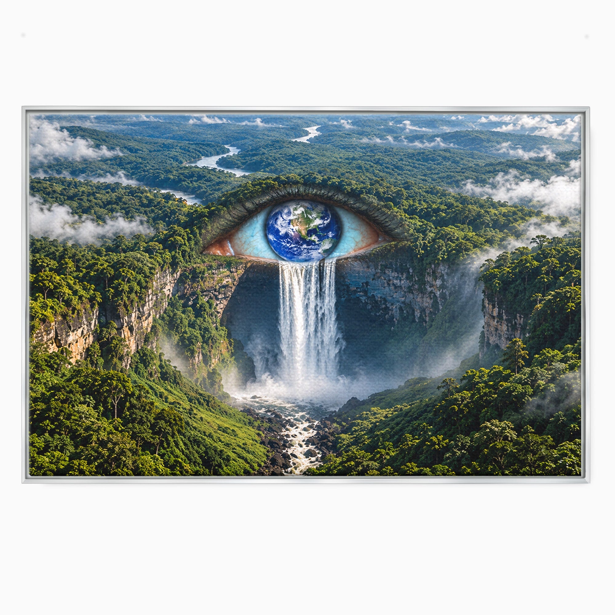 Tablou Canvas Premium LuxCanva® U1120, Privirea Pădurilor Luxuriante, Cascada, Ochi, Padure, Fantezie, Peisaj, Dormitor, Living, Culori Vibrante