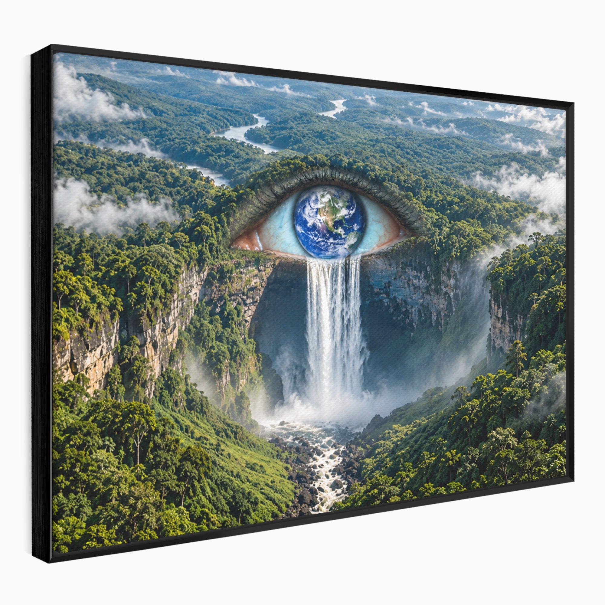 Tablou Canvas Premium LuxCanva® U1120, Privirea Pădurilor Luxuriante, Cascada, Ochi, Padure, Fantezie, Peisaj, Dormitor, Living, Culori Vibrante