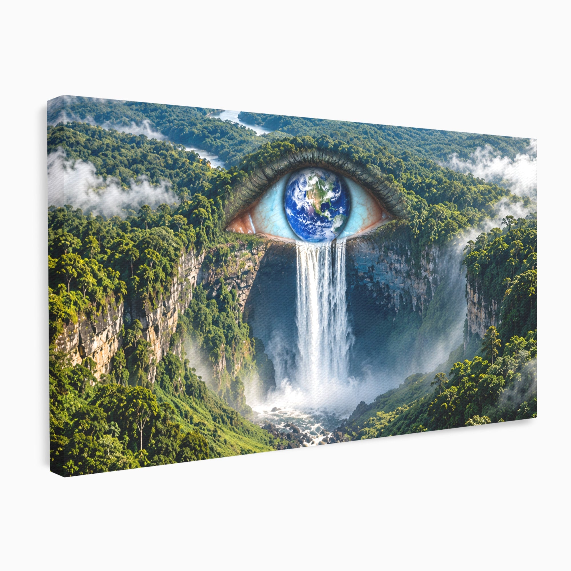 Tablou Canvas Premium LuxCanva® U1120, Privirea Pădurilor Luxuriante, Cascada, Ochi, Padure, Fantezie, Peisaj, Dormitor, Living, Culori Vibrante