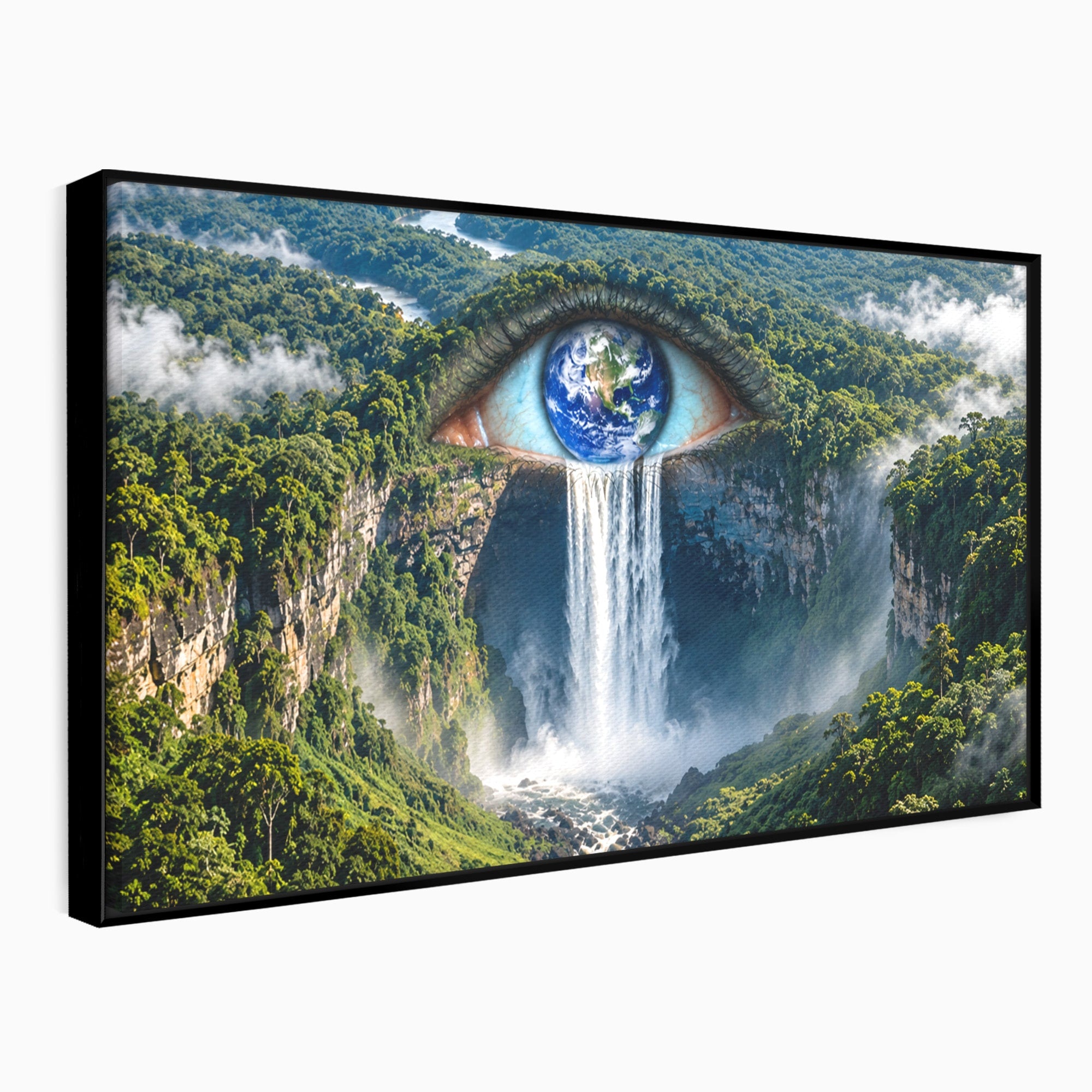 Tablou Canvas Premium LuxCanva® U1120, Privirea Pădurilor Luxuriante, Cascada, Ochi, Padure, Fantezie, Peisaj, Dormitor, Living, Culori Vibrante