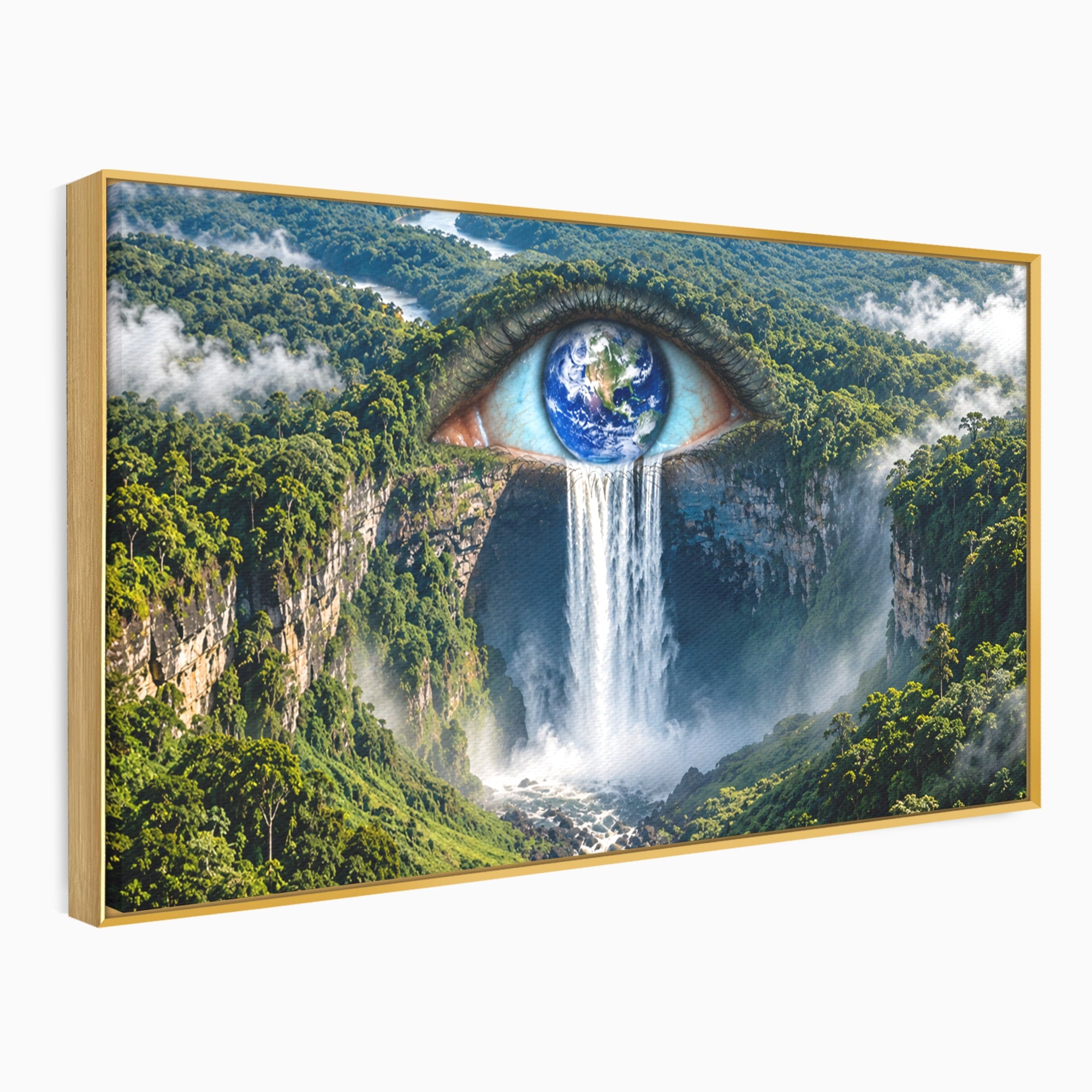 Tablou Canvas Premium LuxCanva® U1120, Privirea Pădurilor Luxuriante, Cascada, Ochi, Padure, Fantezie, Peisaj, Dormitor, Living, Culori Vibrante