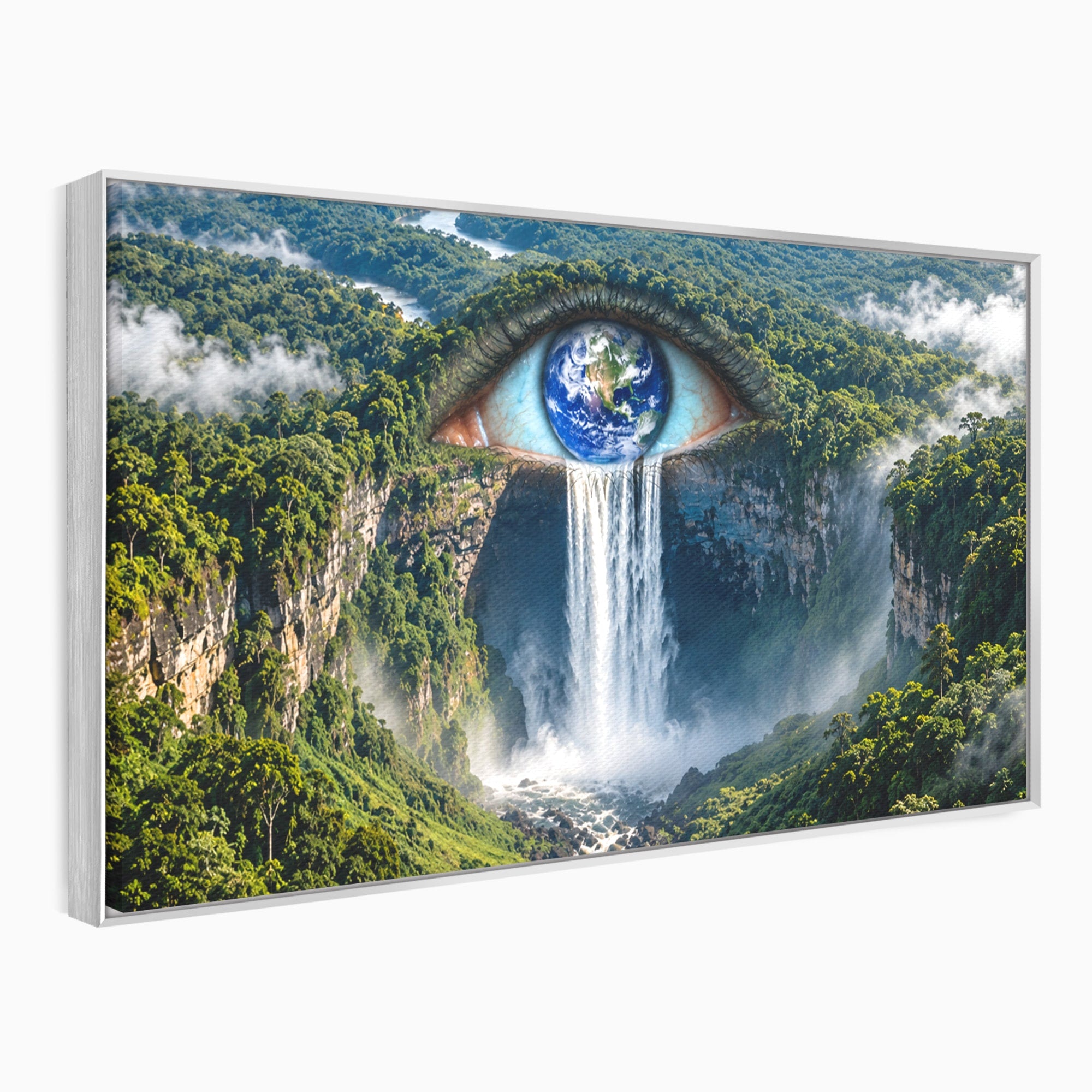 Tablou Canvas Premium LuxCanva® U1120, Privirea Pădurilor Luxuriante, Cascada, Ochi, Padure, Fantezie, Peisaj, Dormitor, Living, Culori Vibrante