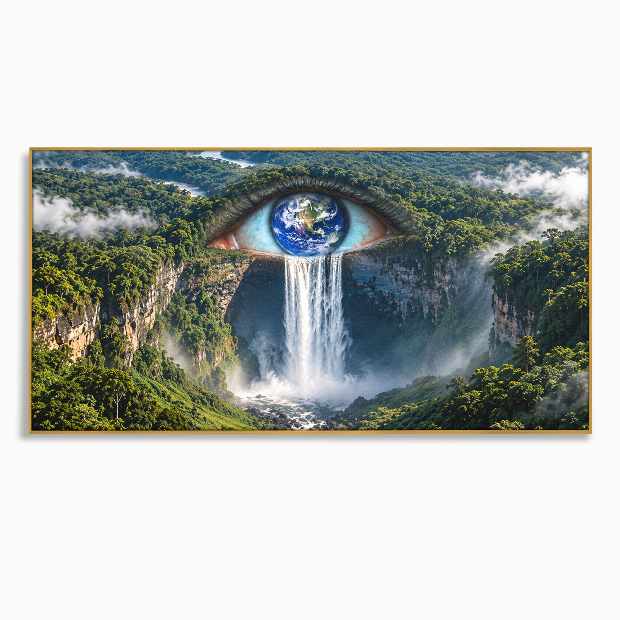 Tablou Canvas Premium LuxCanva® U1120, Privirea Pădurilor Luxuriante, Cascada, Ochi, Padure, Fantezie, Peisaj, Dormitor, Living, Culori Vibrante