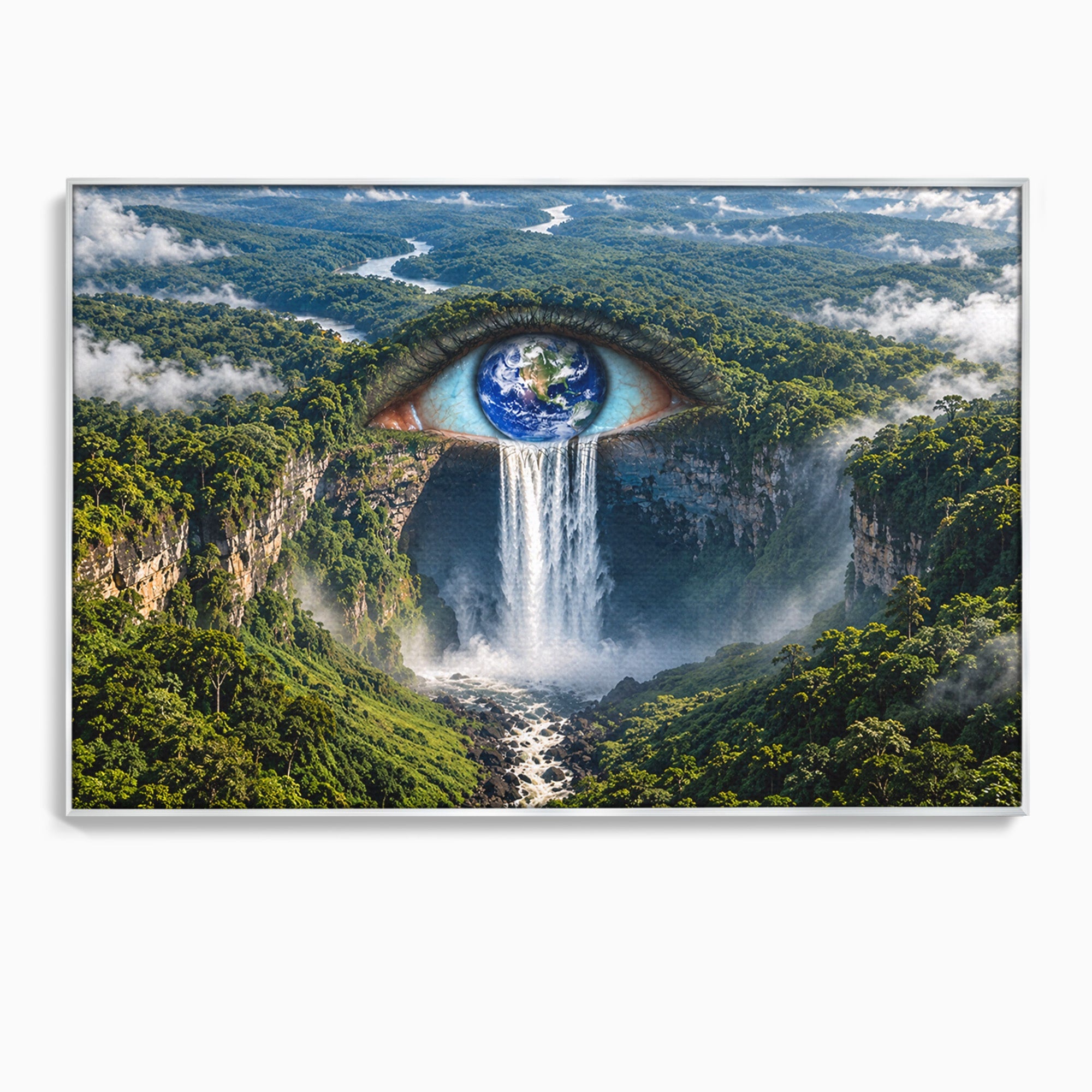 Tablou Canvas Premium LuxCanva® U1120, Privirea Pădurilor Luxuriante, Cascada, Ochi, Padure, Fantezie, Peisaj, Dormitor, Living, Culori Vibrante