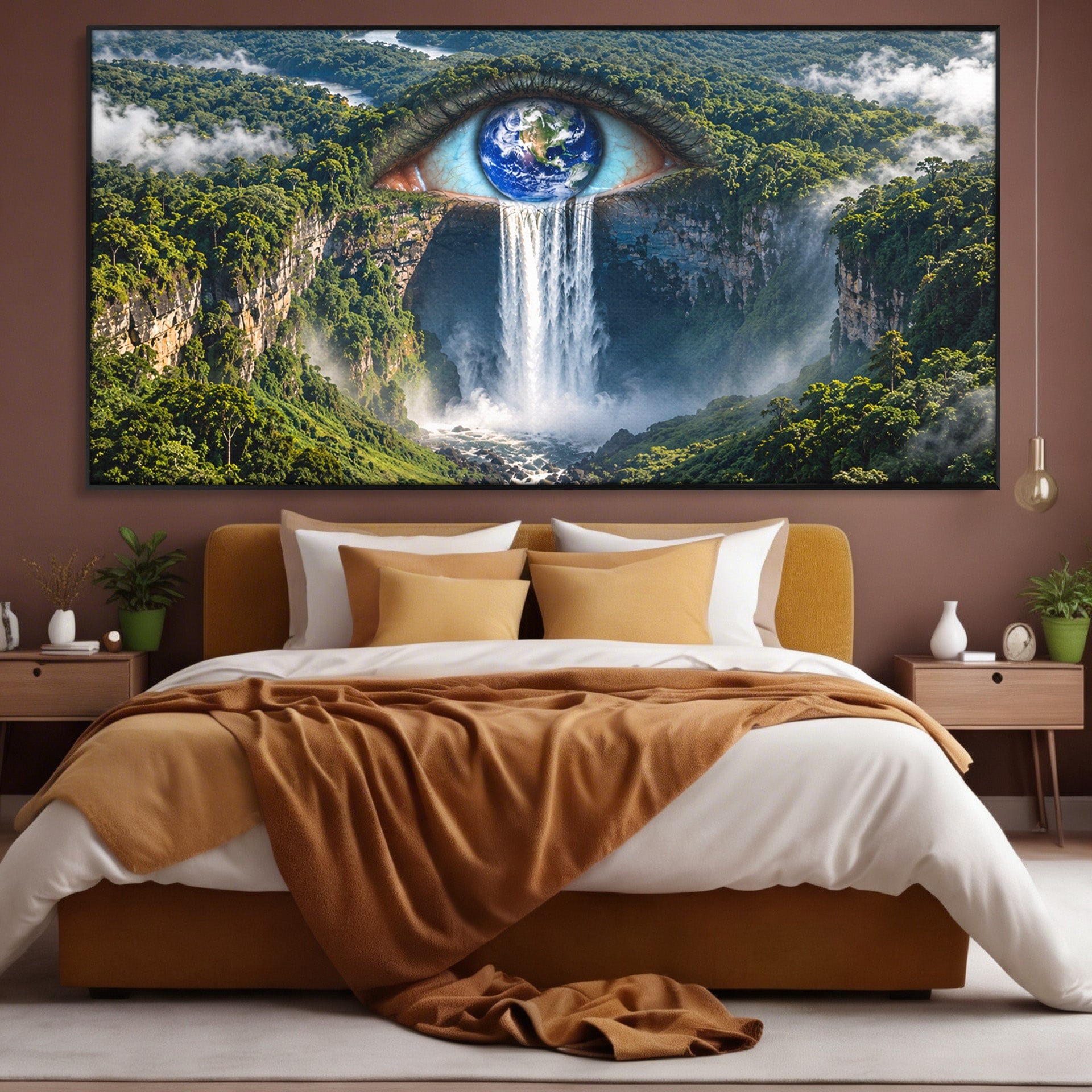 Tablou Canvas Premium LuxCanva® U1120, Privirea Pădurilor Luxuriante, Cascada, Ochi, Padure, Fantezie, Peisaj, Dormitor, Living, Culori Vibrante