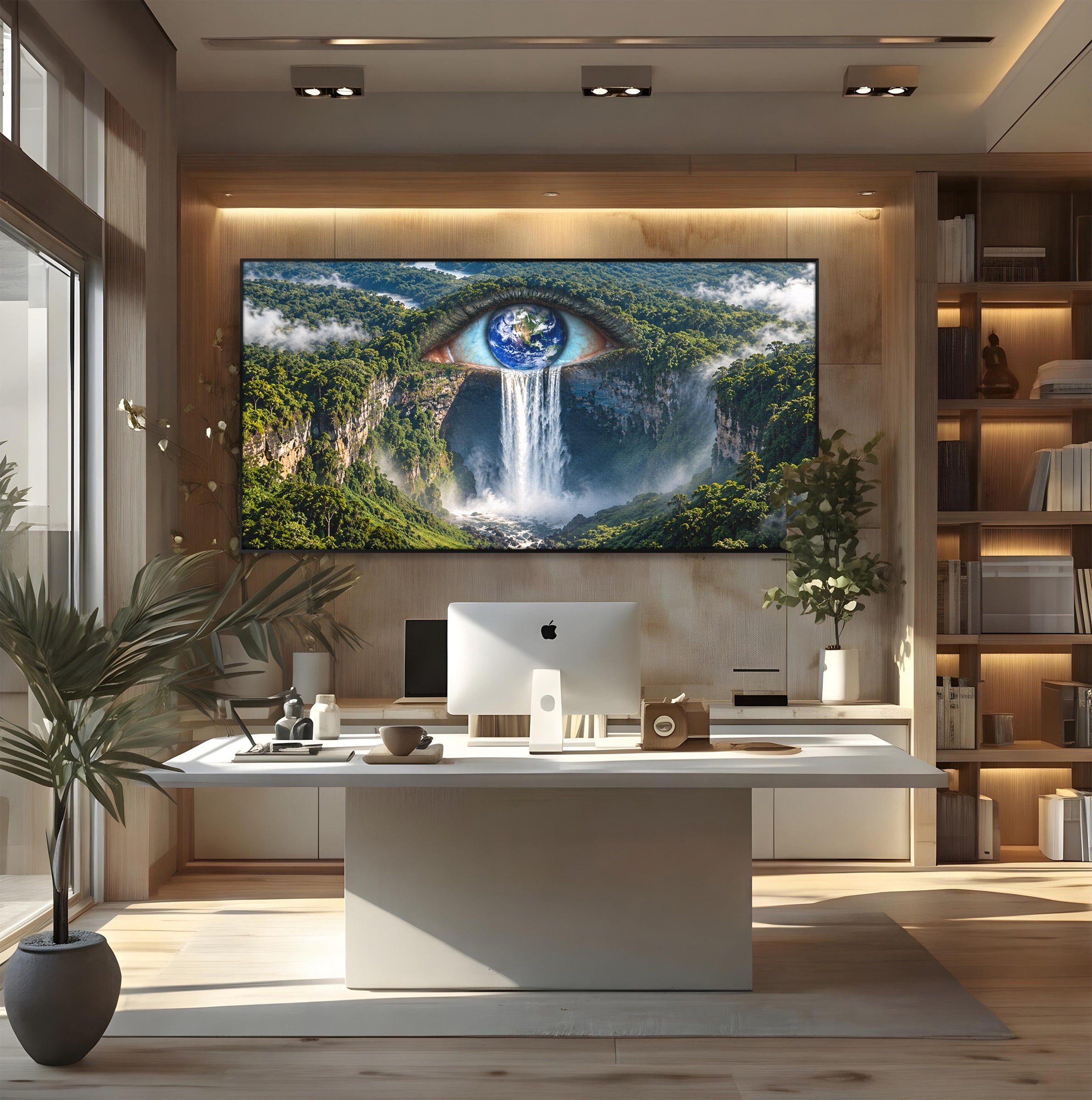 Tablou Canvas Premium LuxCanva® U1120, Privirea Pădurilor Luxuriante, Cascada, Ochi, Padure, Fantezie, Peisaj, Dormitor, Living, Culori Vibrante