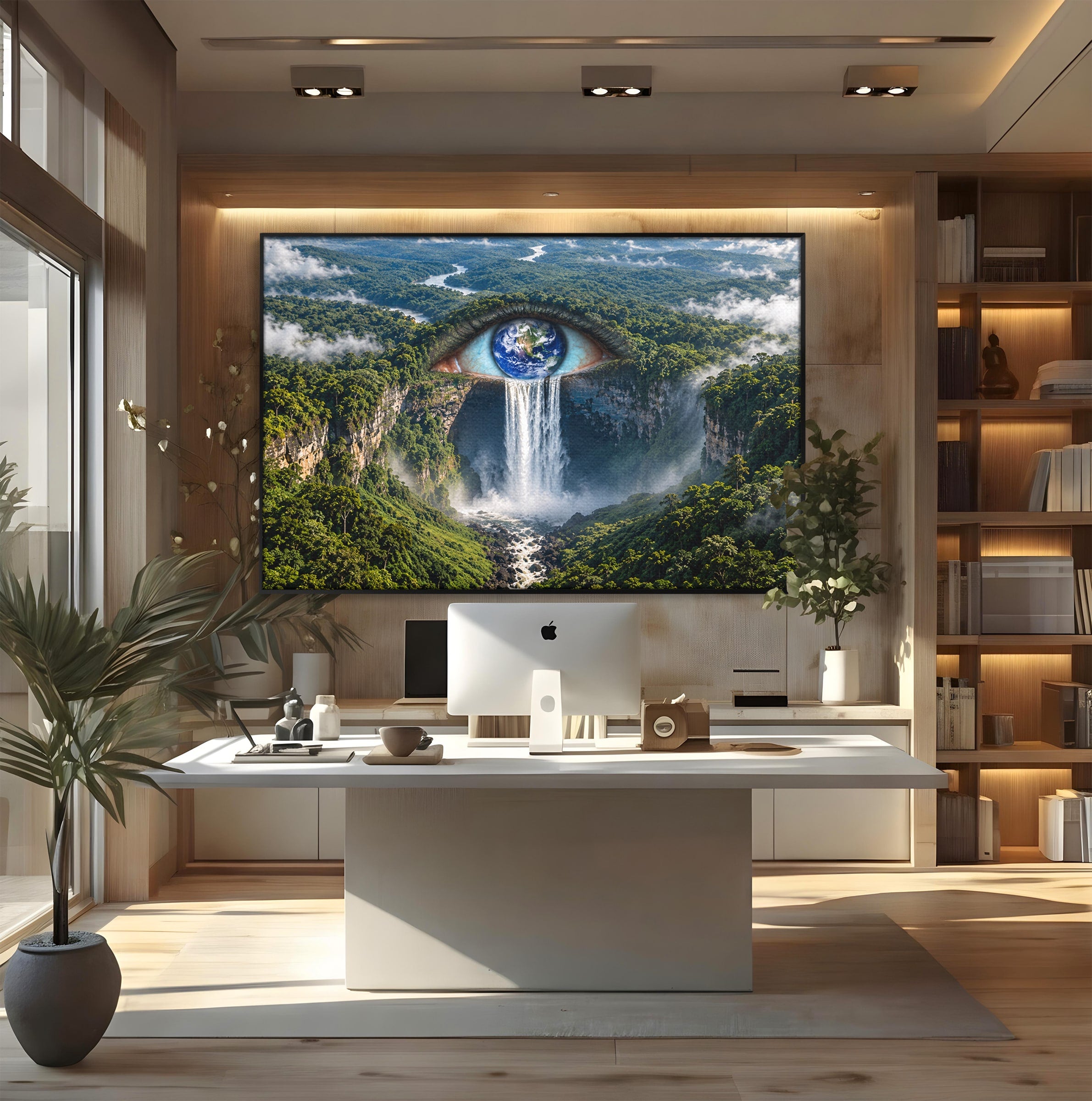 Tablou Canvas Premium LuxCanva® U1120, Privirea Pădurilor Luxuriante, Cascada, Ochi, Padure, Fantezie, Peisaj, Dormitor, Living, Culori Vibrante