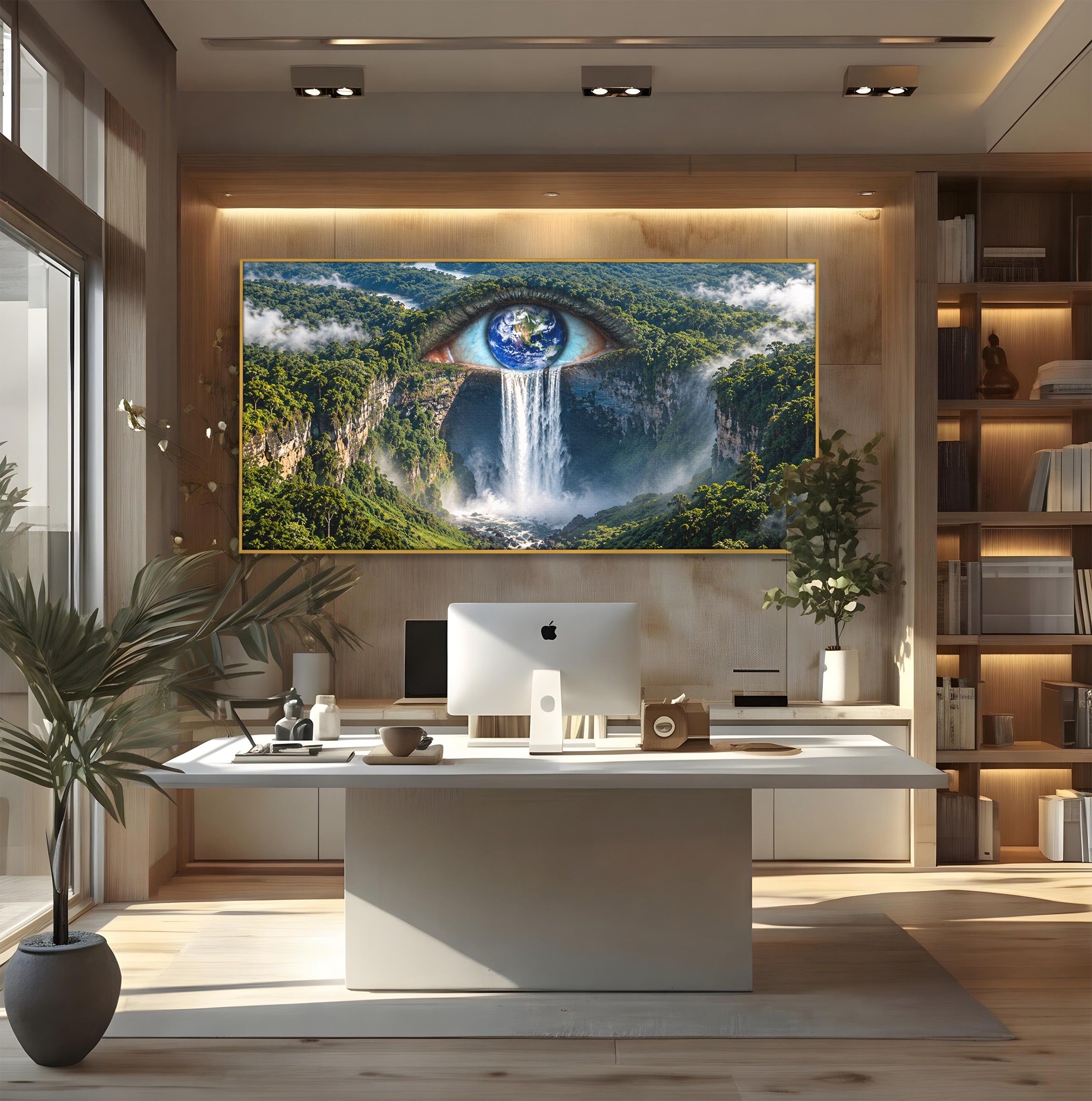 Tablou Canvas Premium LuxCanva® U1120, Privirea Pădurilor Luxuriante, Cascada, Ochi, Padure, Fantezie, Peisaj, Dormitor, Living, Culori Vibrante