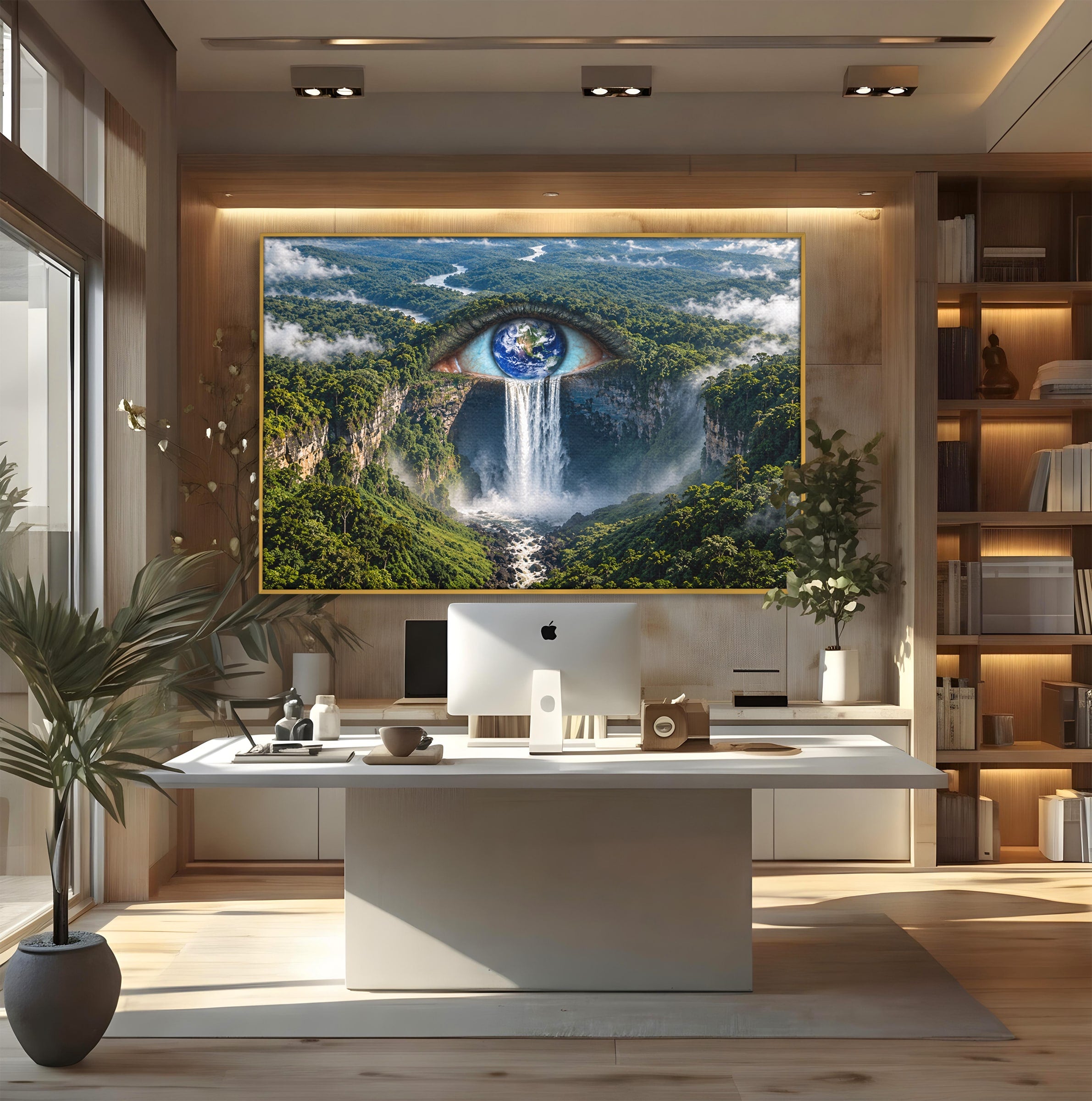 Tablou Canvas Premium LuxCanva® U1120, Privirea Pădurilor Luxuriante, Cascada, Ochi, Padure, Fantezie, Peisaj, Dormitor, Living, Culori Vibrante