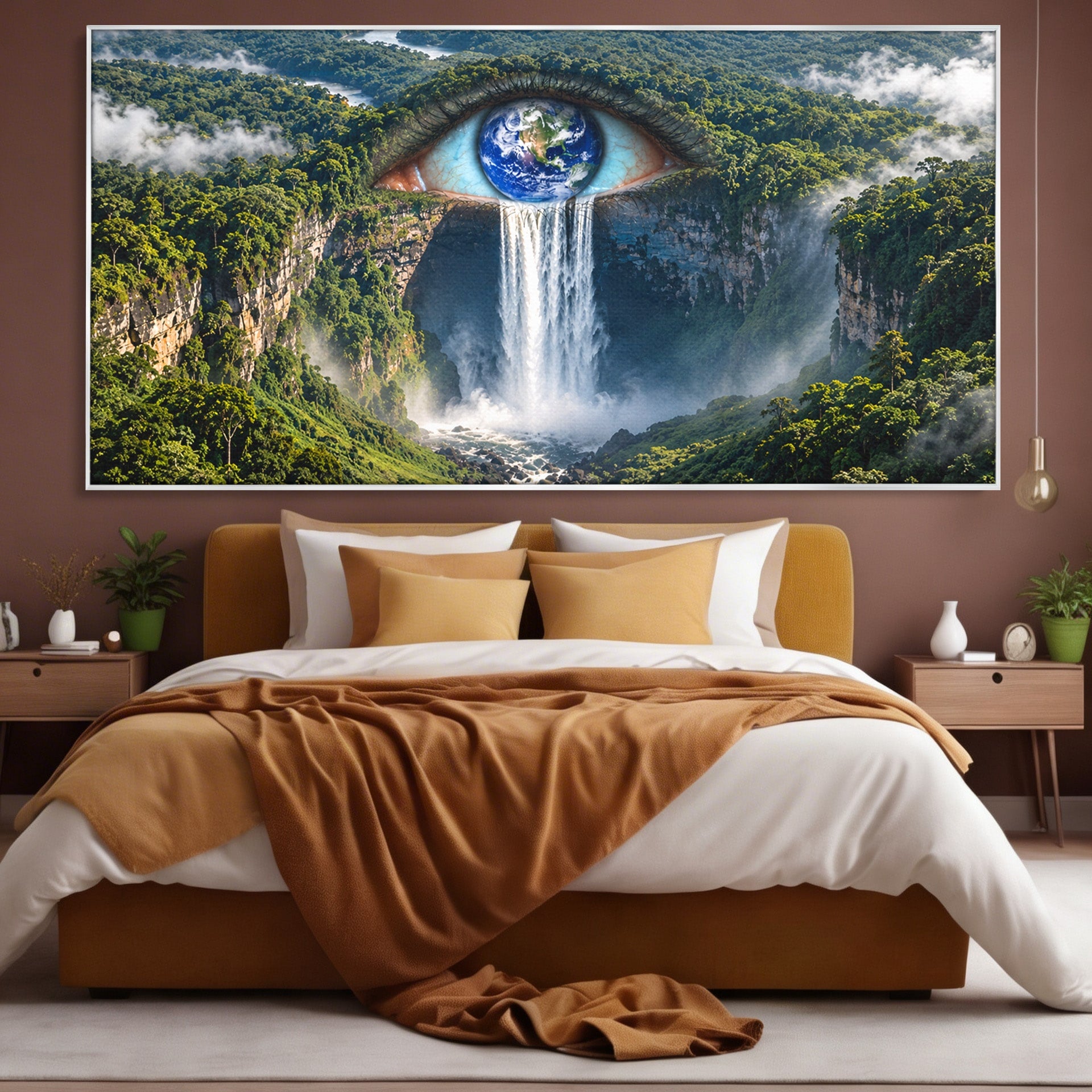 Tablou Canvas Premium LuxCanva® U1120, Privirea Pădurilor Luxuriante, Cascada, Ochi, Padure, Fantezie, Peisaj, Dormitor, Living, Culori Vibrante
