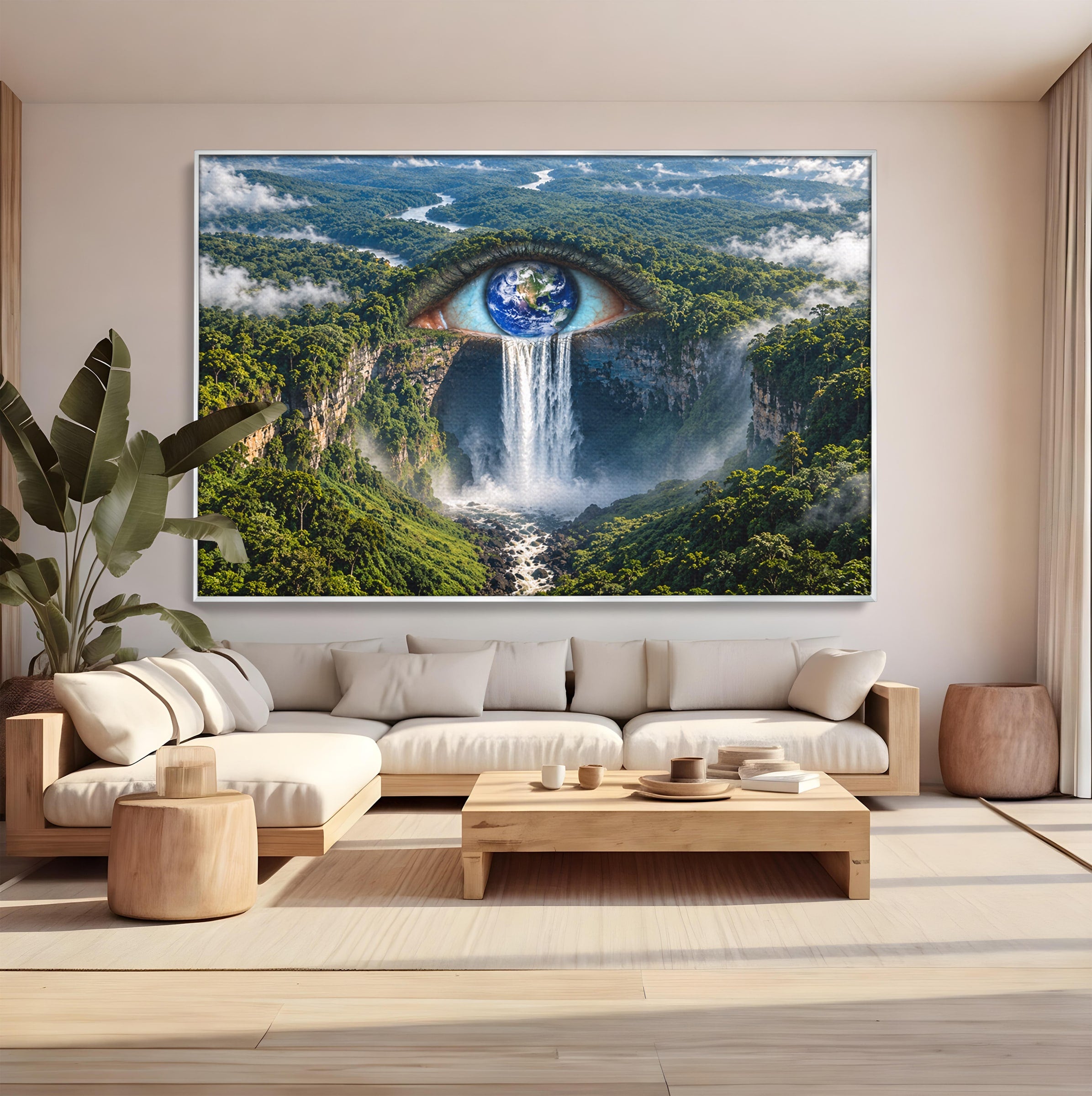 Tablou Canvas Premium LuxCanva® U1120, Privirea Pădurilor Luxuriante, Cascada, Ochi, Padure, Fantezie, Peisaj, Dormitor, Living, Culori Vibrante