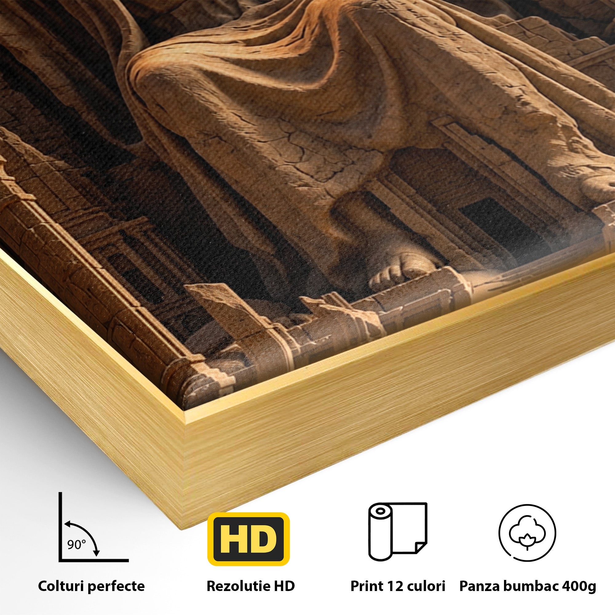 Tablou Canvas Premium LuxCanva® U1123, Zeitate Asezata Sub Luna, Desert, Statuie, Mister, Noapte, Zeitate, Living, Culori Vibrante