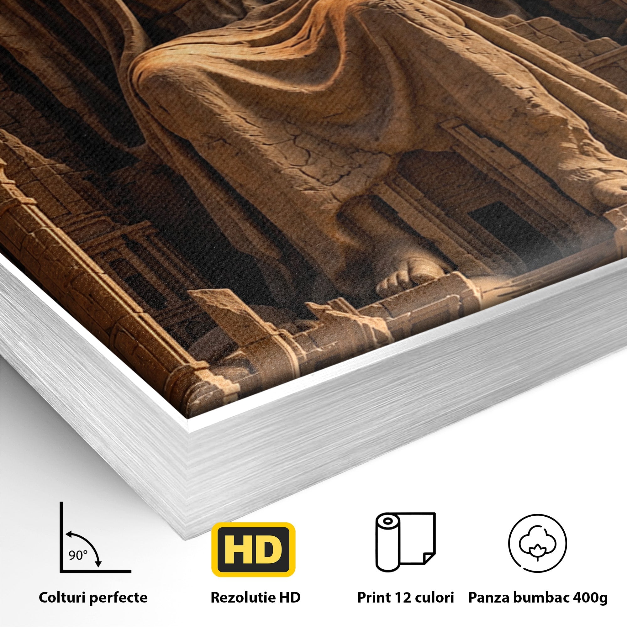 Tablou Canvas Premium LuxCanva® U1123, Zeitate Asezata Sub Luna, Desert, Statuie, Mister, Noapte, Zeitate, Living, Culori Vibrante