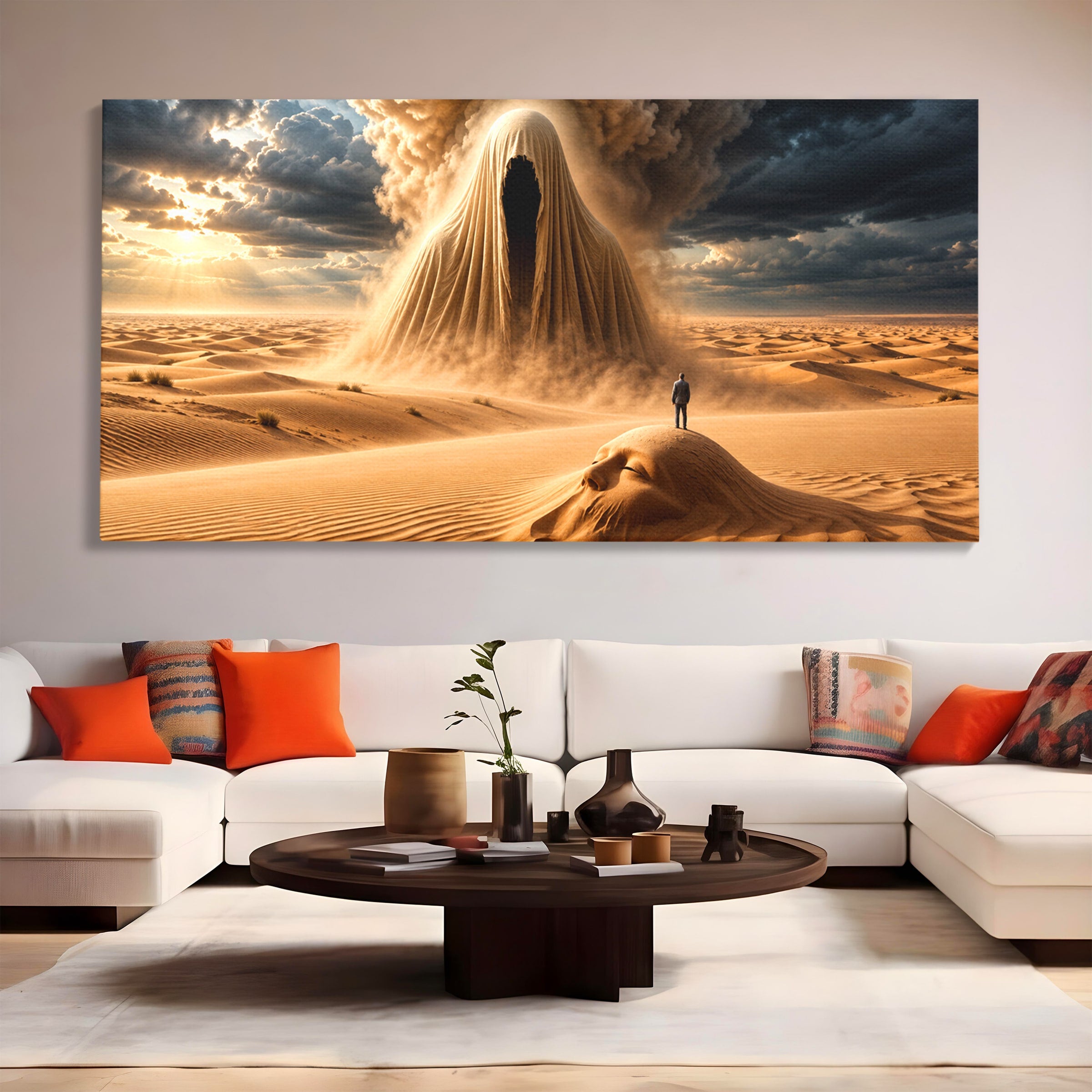 Tablou Canvas Premium LuxCanva® U1124, Fantoma Desertului,  Mister, Peisaj, Natura, Dramatic, Desert, Living, Culori Vibrante