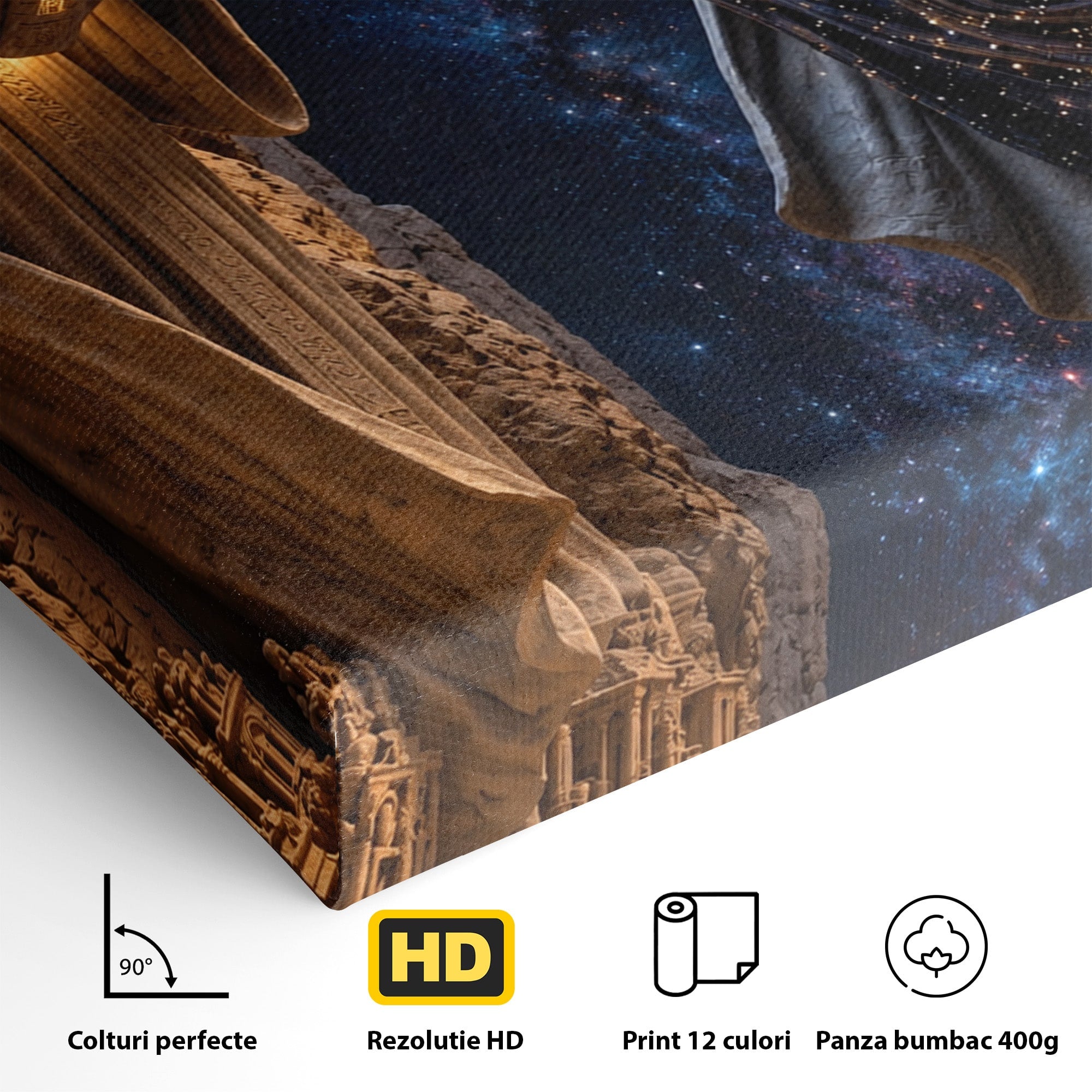 Tablou Canvas Premium LuxCanva® U1125, Ingerii Cunoasterii, Carti, Univers, Mistic, Ingeri, Dormitor, Living, Culori Vibrante