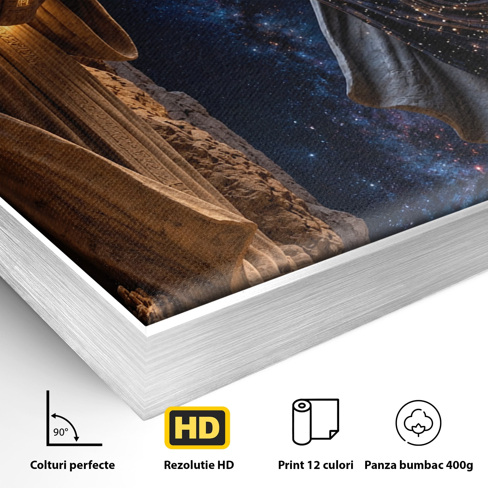 Tablou Canvas Premium LuxCanva® U1125, Ingerii Cunoasterii, Carti, Univers, Mistic, Ingeri, Dormitor, Living, Culori Vibrante