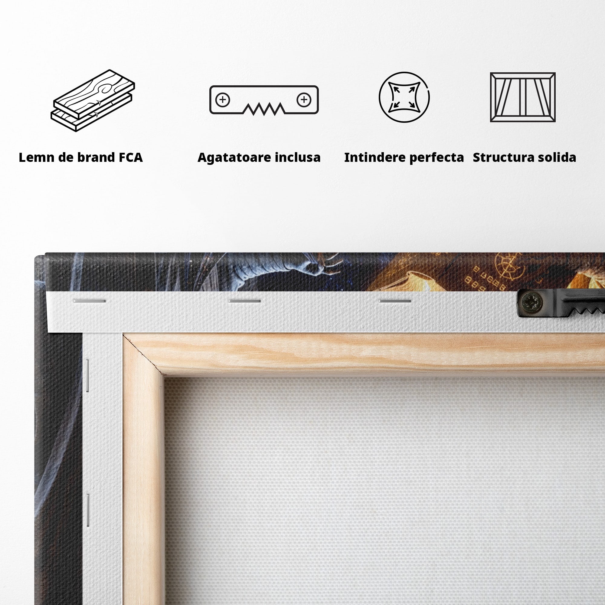 Tablou Canvas Premium LuxCanva® U1125, Ingerii Cunoasterii, Carti, Univers, Mistic, Ingeri, Dormitor, Living, Culori Vibrante