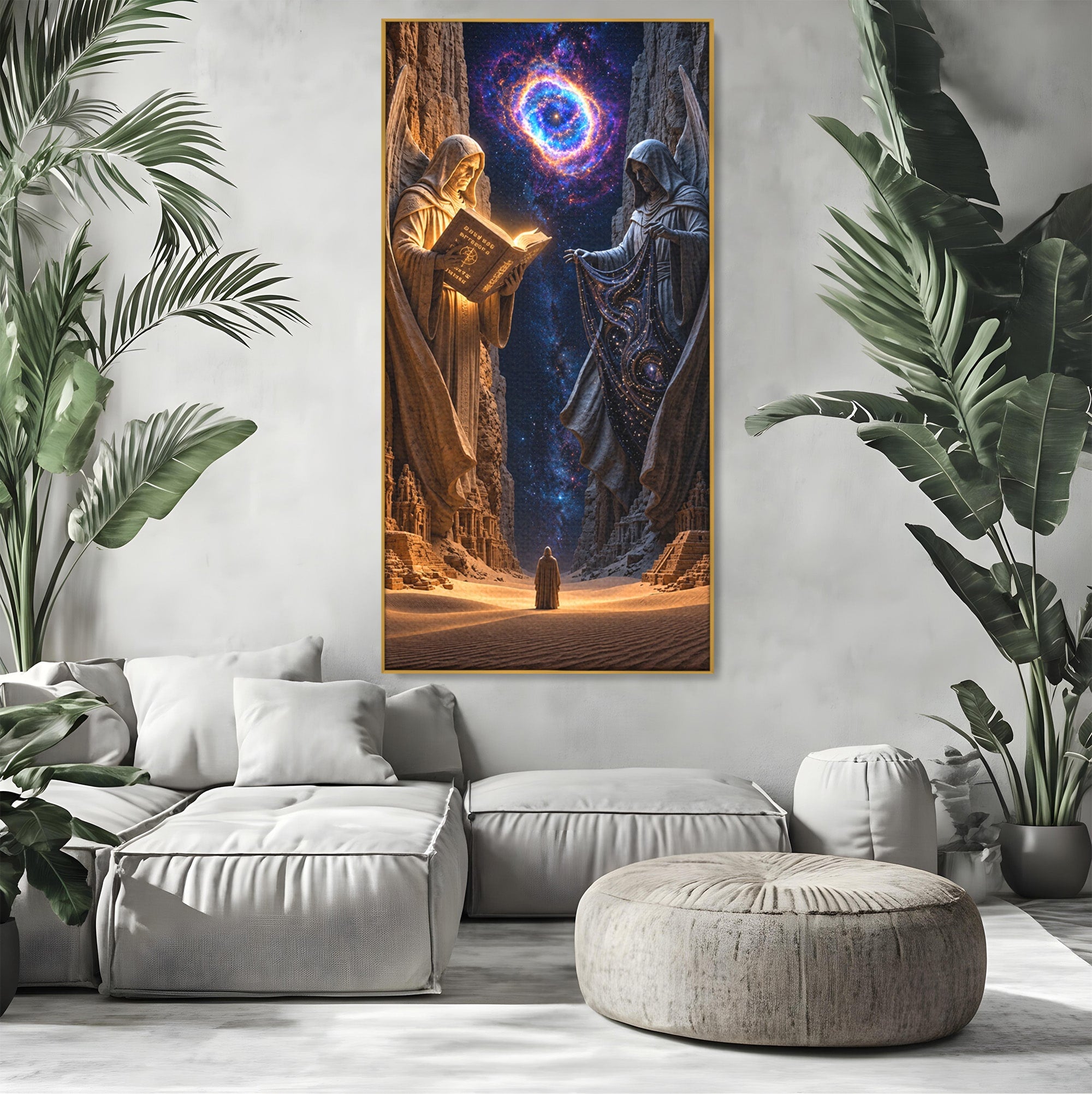 Tablou Canvas Premium LuxCanva® U1125, Ingerii Cunoasterii, Carti, Univers, Mistic, Ingeri, Dormitor, Living, Culori Vibrante