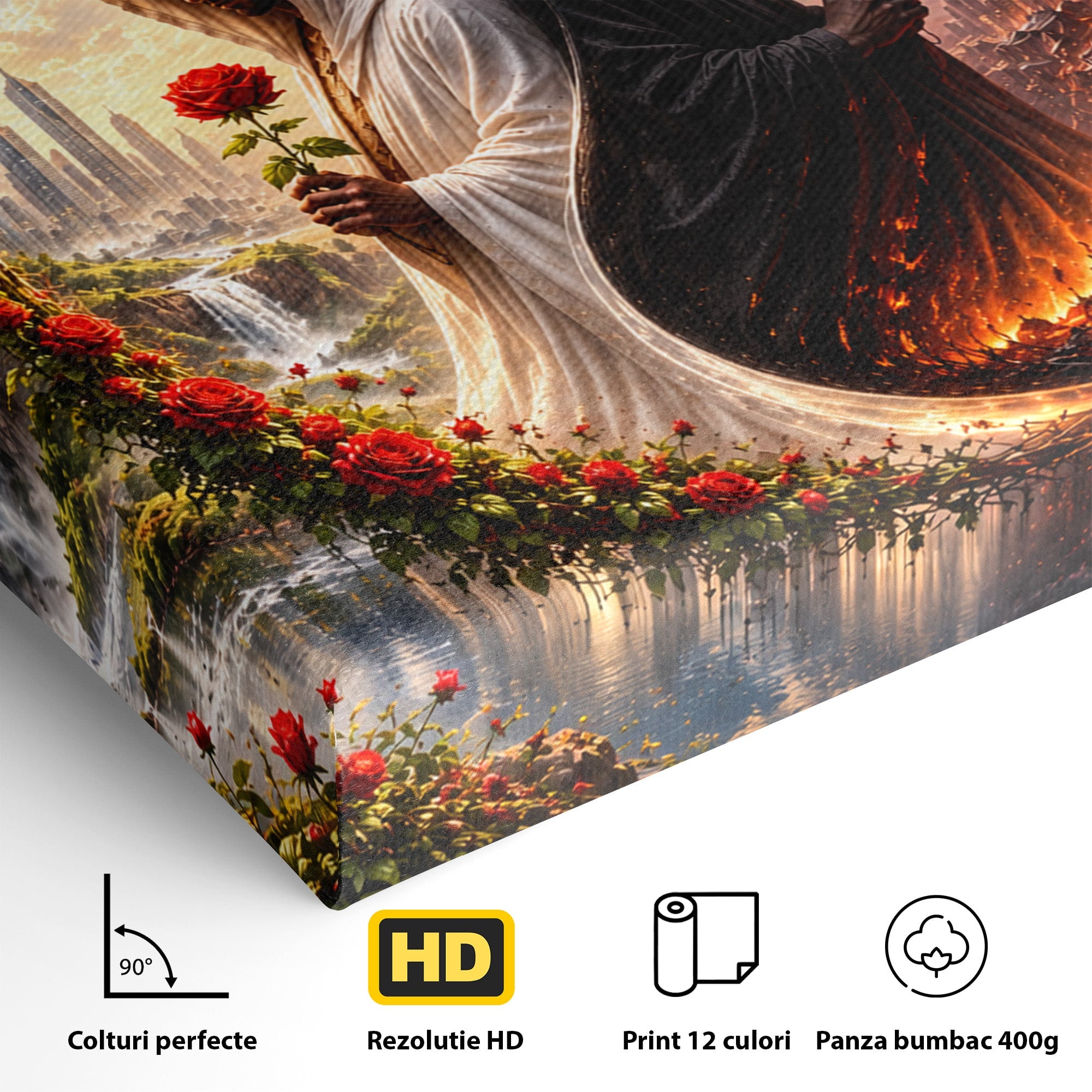 Tablou Canvas Premium LuxCanva® U1126, Echilibrul Dualitatii, Zi, Noapte, Echilibru, Mister, Dualitate, Living, Culori Vibrante