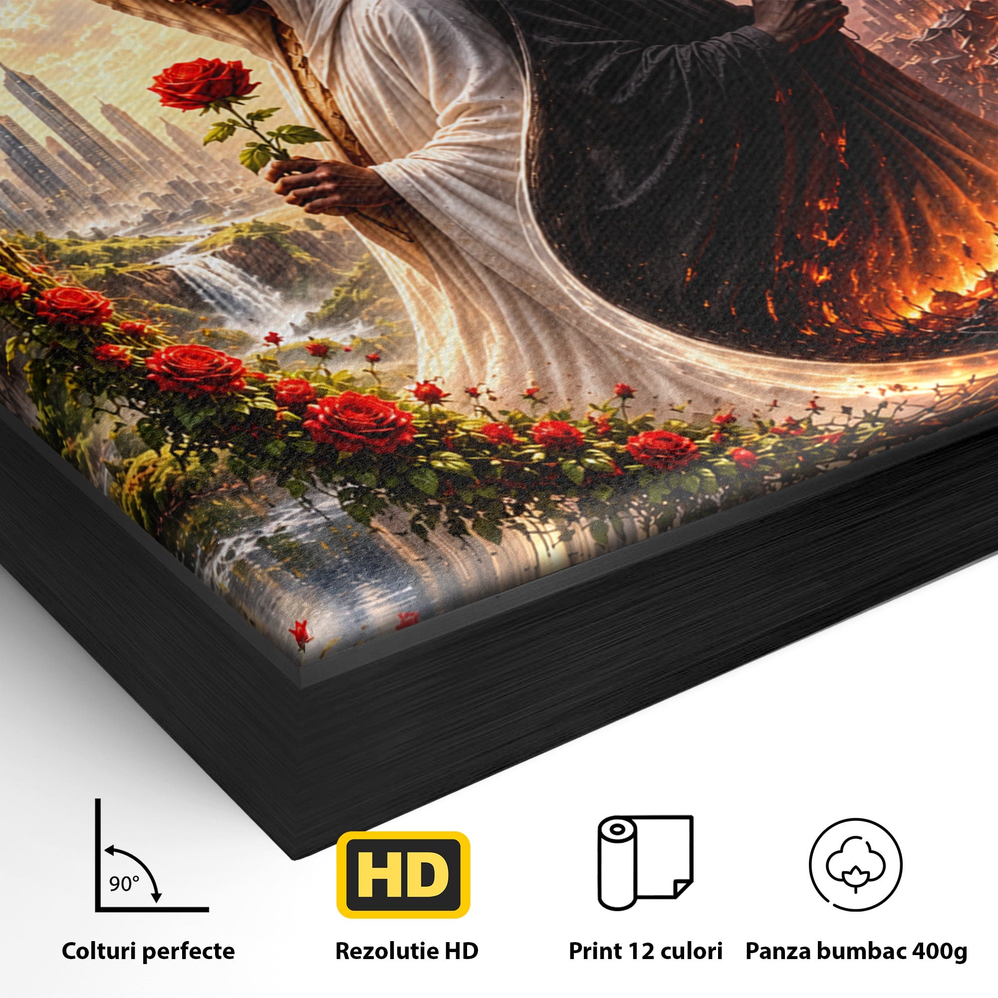 Tablou Canvas Premium LuxCanva® U1126, Echilibrul Dualitatii, Zi, Noapte, Echilibru, Mister, Dualitate, Living, Culori Vibrante