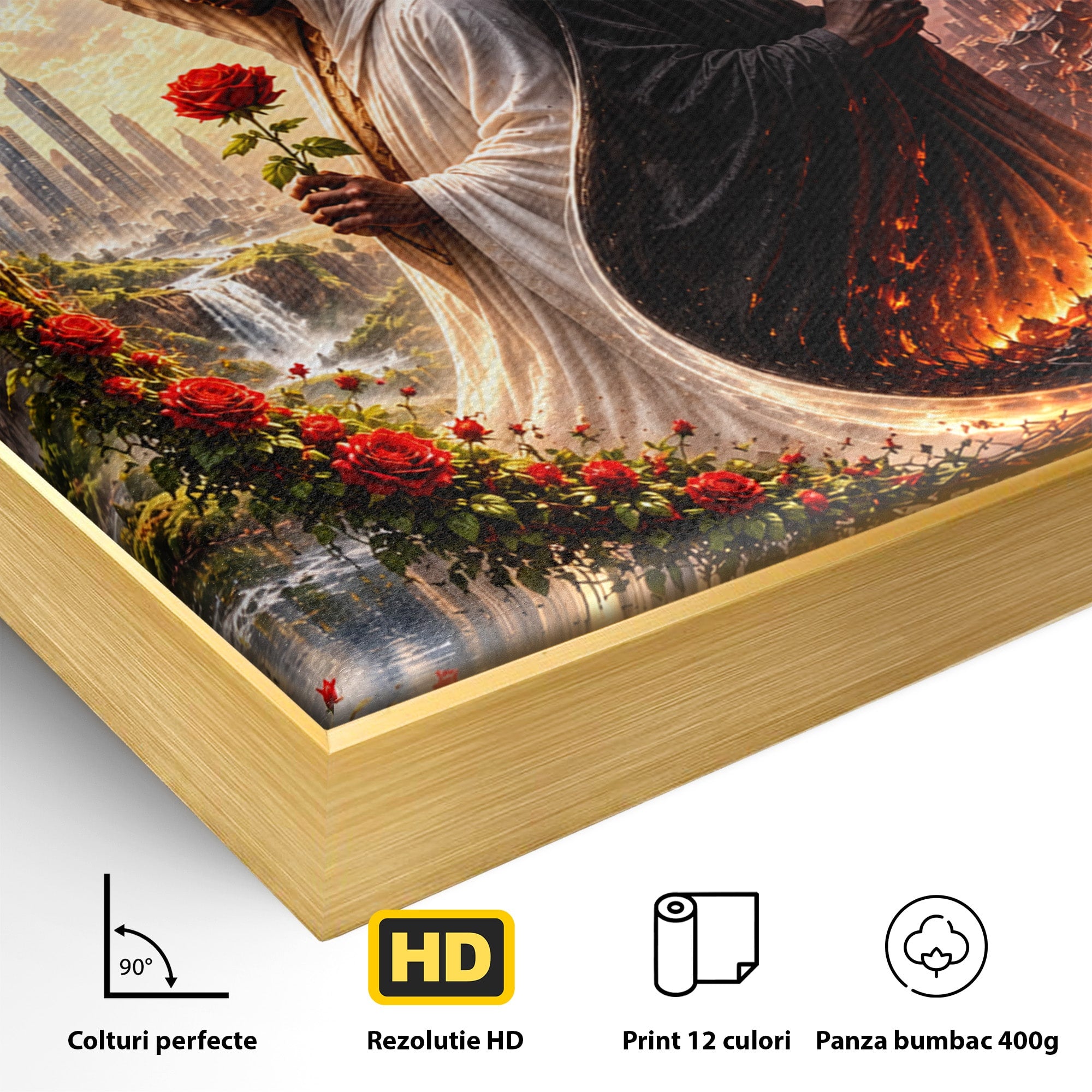 Tablou Canvas Premium LuxCanva® U1126, Echilibrul Dualitatii, Zi, Noapte, Echilibru, Mister, Dualitate, Living, Culori Vibrante