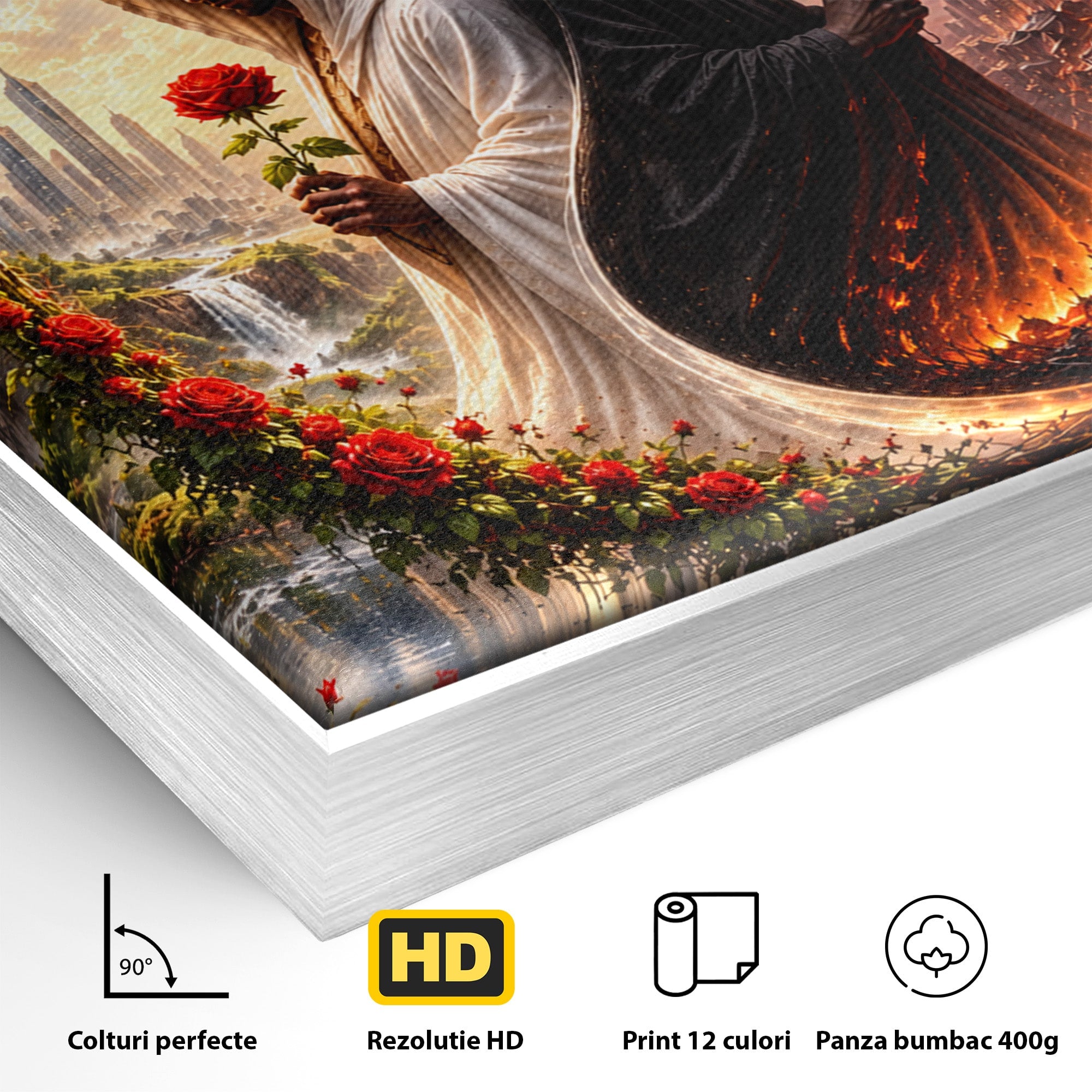 Tablou Canvas Premium LuxCanva® U1126, Echilibrul Dualitatii, Zi, Noapte, Echilibru, Mister, Dualitate, Living, Culori Vibrante