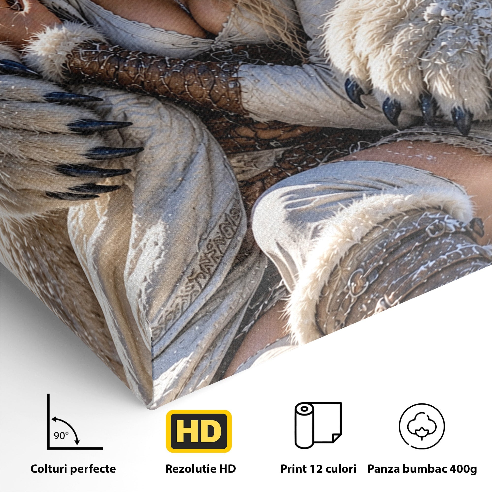 Tablou Canvas Premium LuxCanva® U1127, Imbratisarea Ursului Polar, Iarna, Femeie, Natura,  Urs, Polar, Living, Culori Vibrante