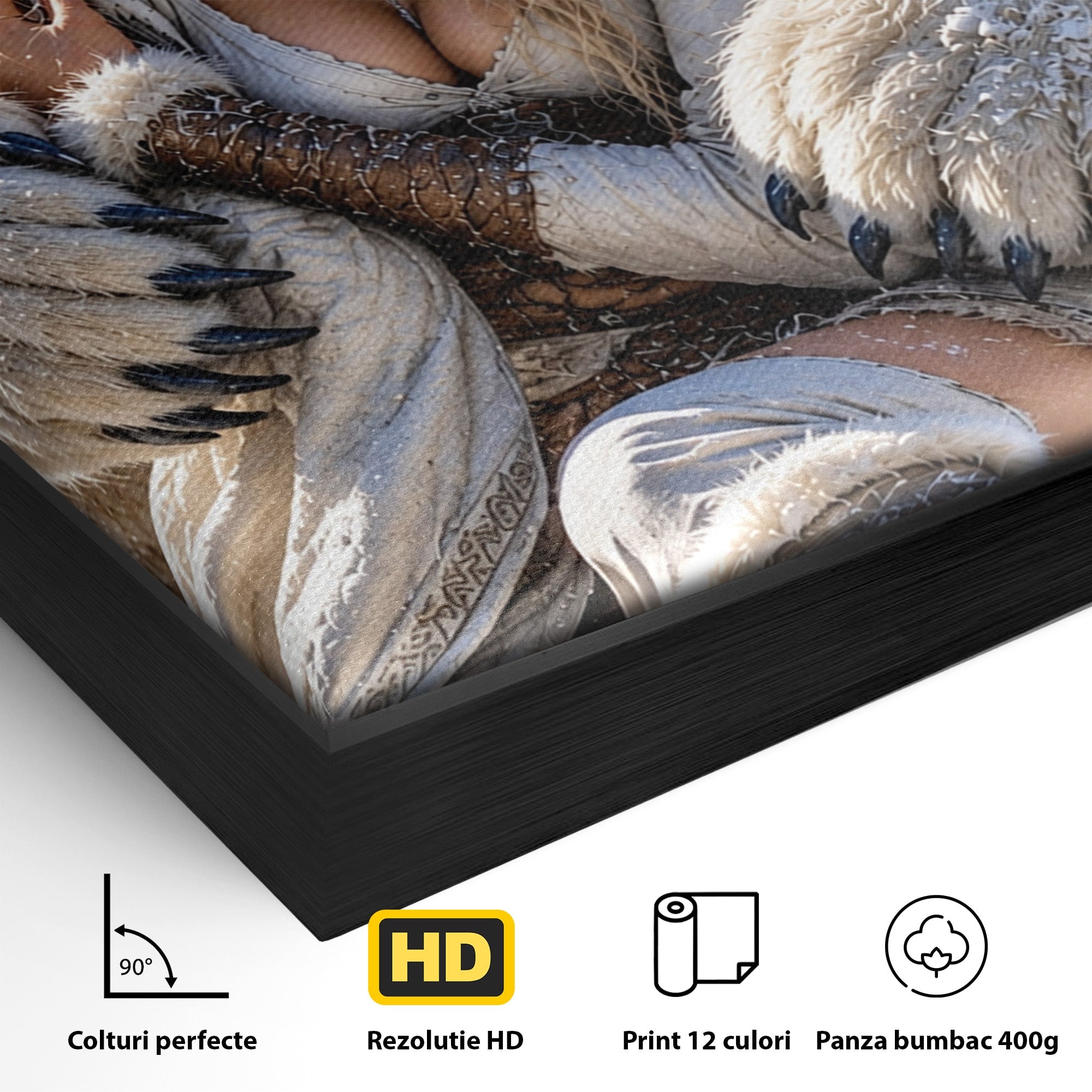 Tablou Canvas Premium LuxCanva® U1127, Imbratisarea Ursului Polar, Iarna, Femeie, Natura,  Urs, Polar, Living, Culori Vibrante