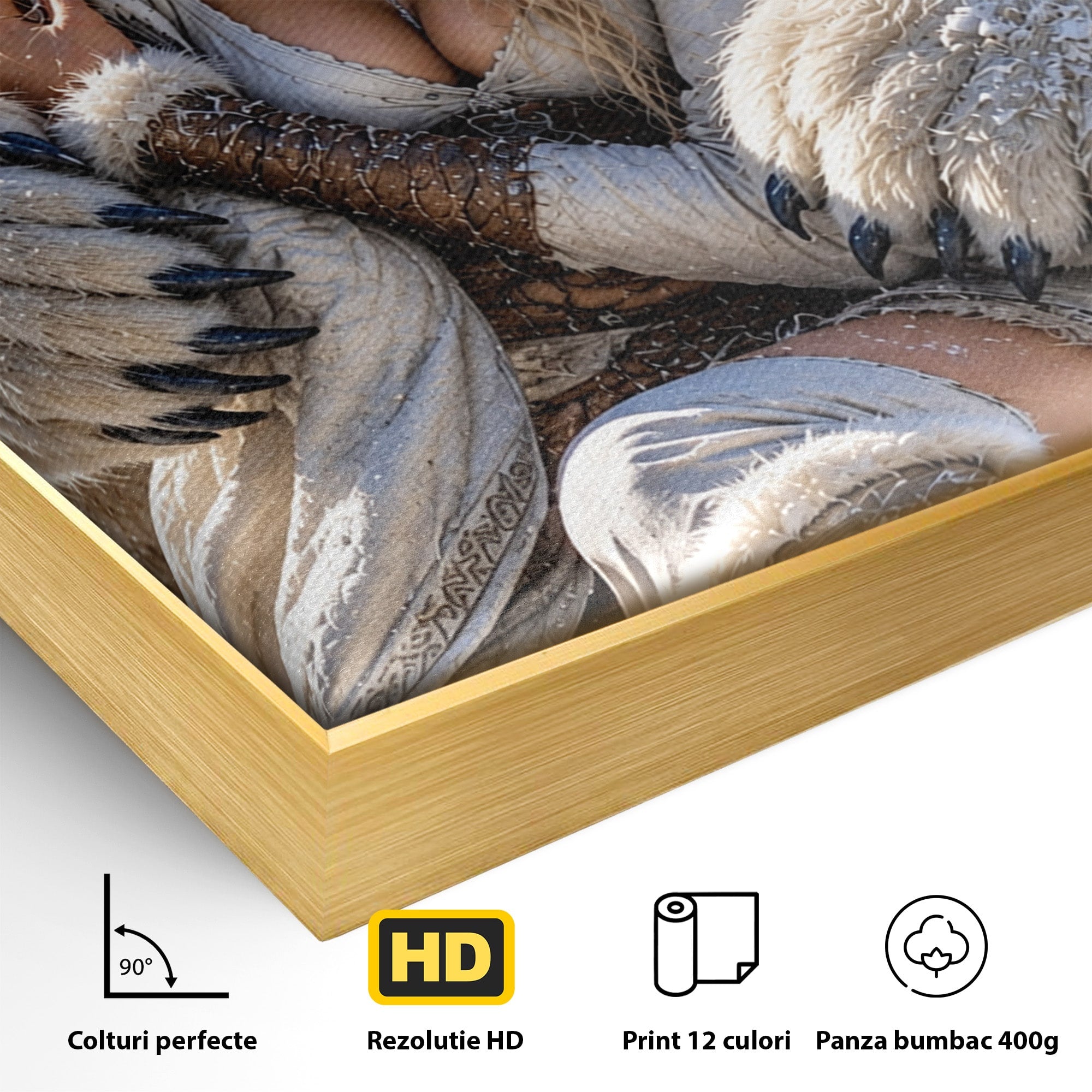 Tablou Canvas Premium LuxCanva® U1127, Imbratisarea Ursului Polar, Iarna, Femeie, Natura,  Urs, Polar, Living, Culori Vibrante
