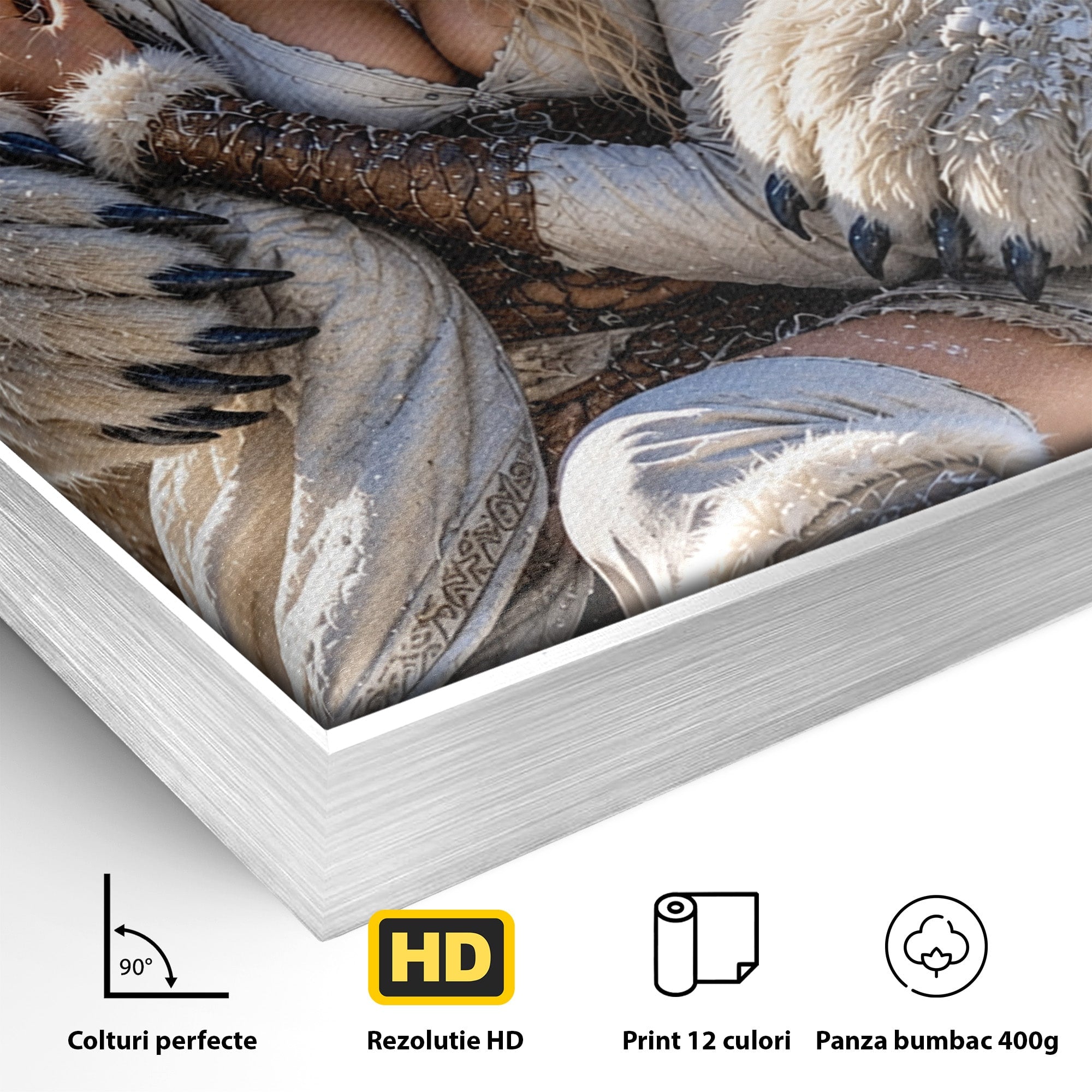 Tablou Canvas Premium LuxCanva® U1127, Imbratisarea Ursului Polar, Iarna, Femeie, Natura,  Urs, Polar, Living, Culori Vibrante