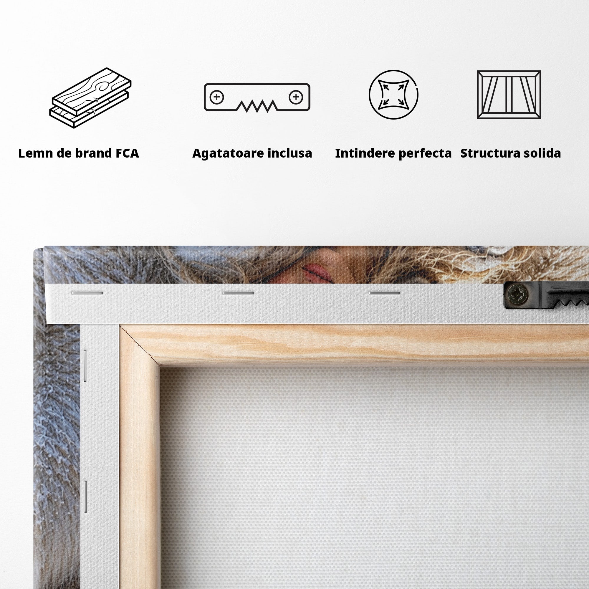 Tablou Canvas Premium LuxCanva® U1127, Imbratisarea Ursului Polar, Iarna, Femeie, Natura,  Urs, Polar, Living, Culori Vibrante