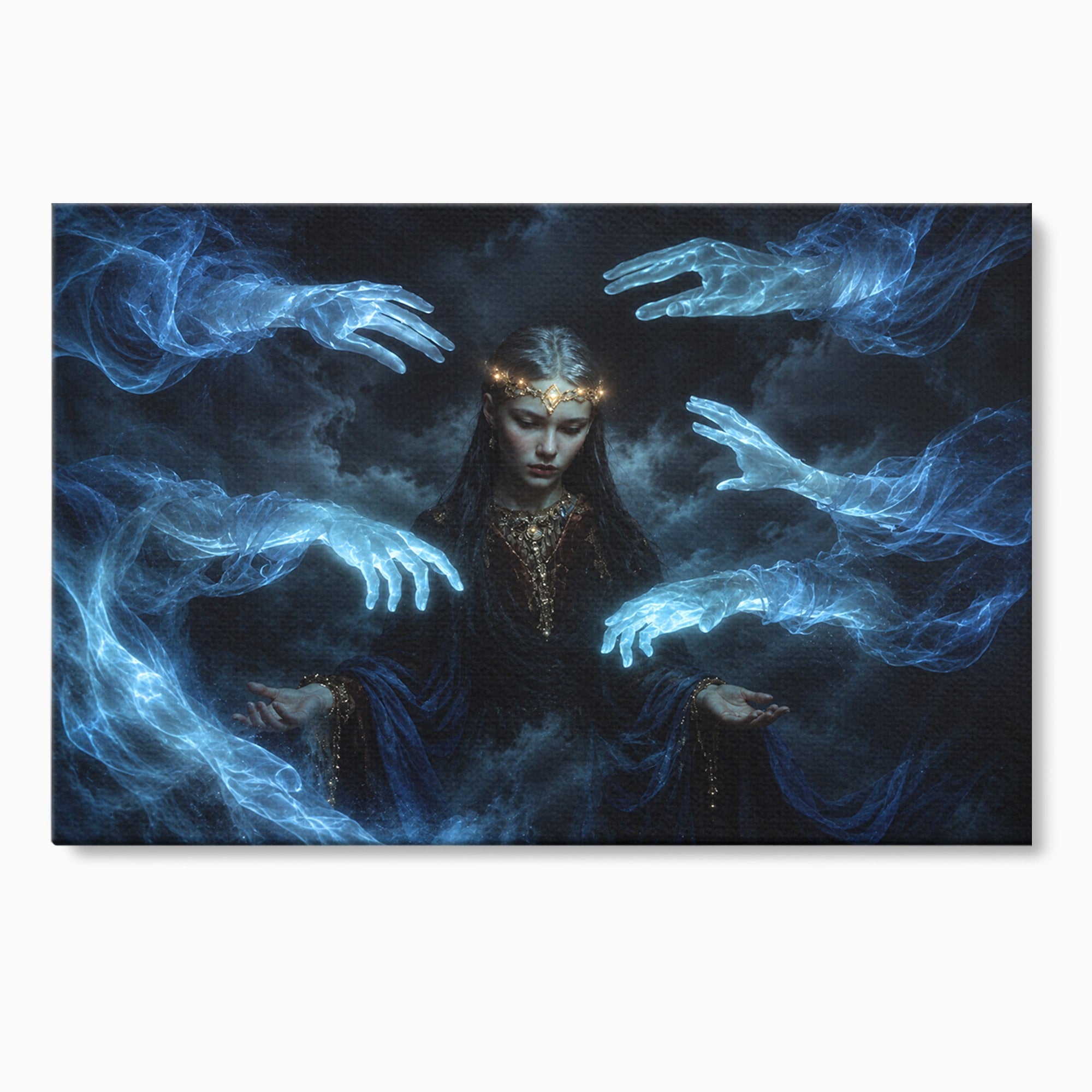 Tablou Canvas Premium LuxCanva® U1128, Misterul Mainilor Fantomatice, Fantezie, Mister, Maini, Portret, Dormitor, Culori Vibrante