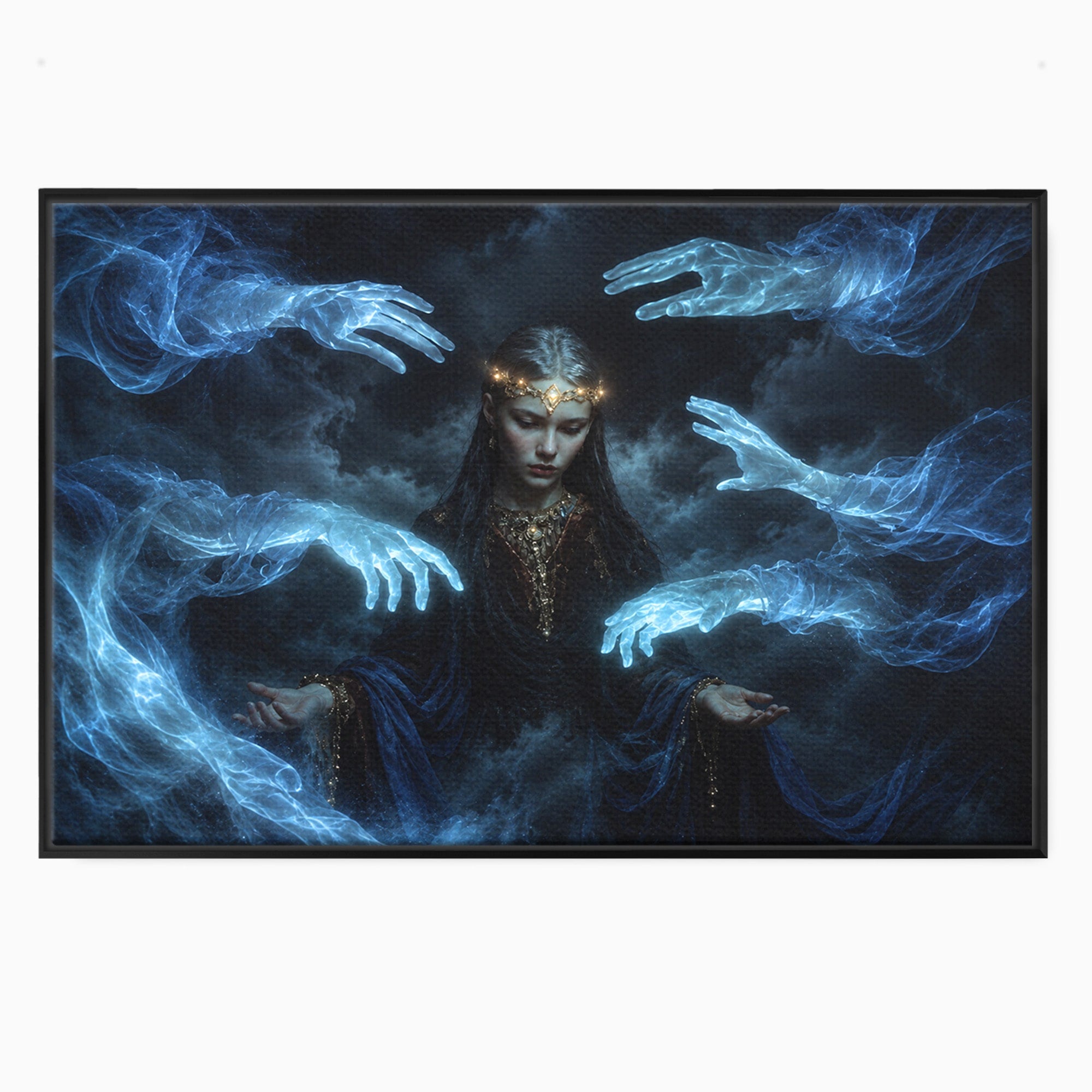Tablou Canvas Premium LuxCanva® U1128, Misterul Mainilor Fantomatice, Fantezie, Mister, Maini, Portret, Dormitor, Culori Vibrante