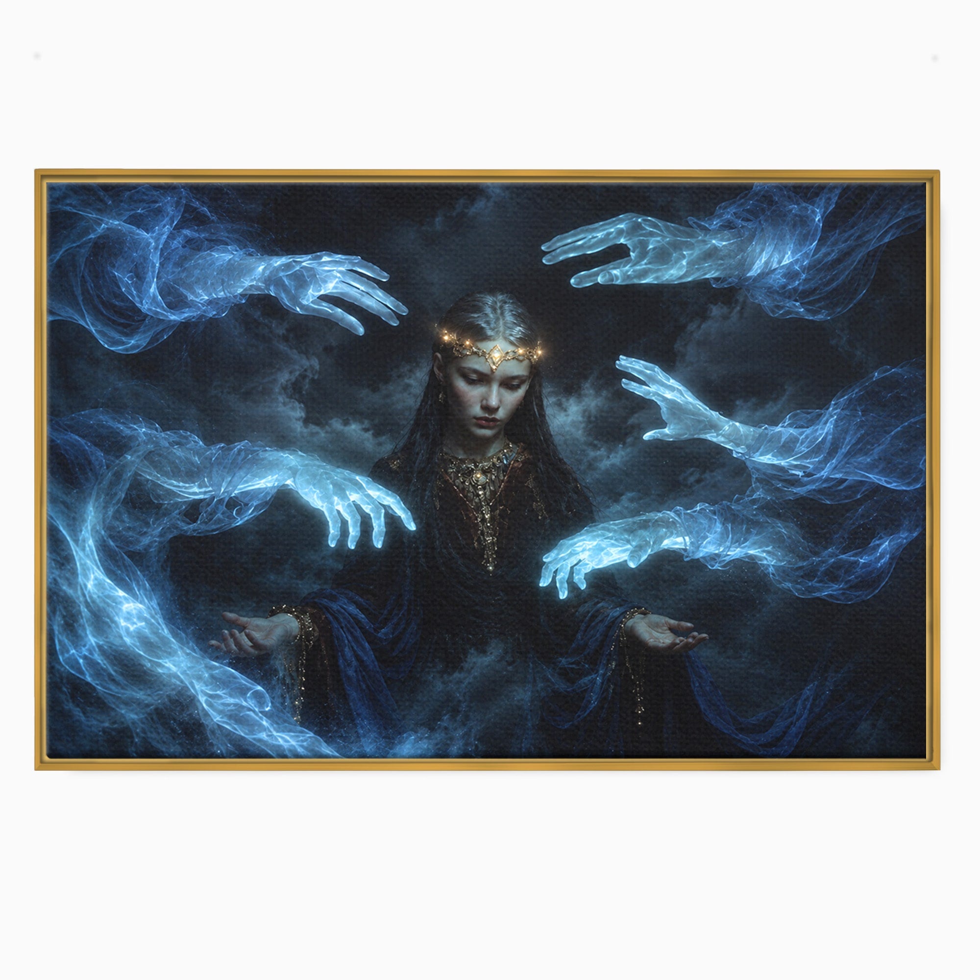 Tablou Canvas Premium LuxCanva® U1128, Misterul Mainilor Fantomatice, Fantezie, Mister, Maini, Portret, Dormitor, Culori Vibrante
