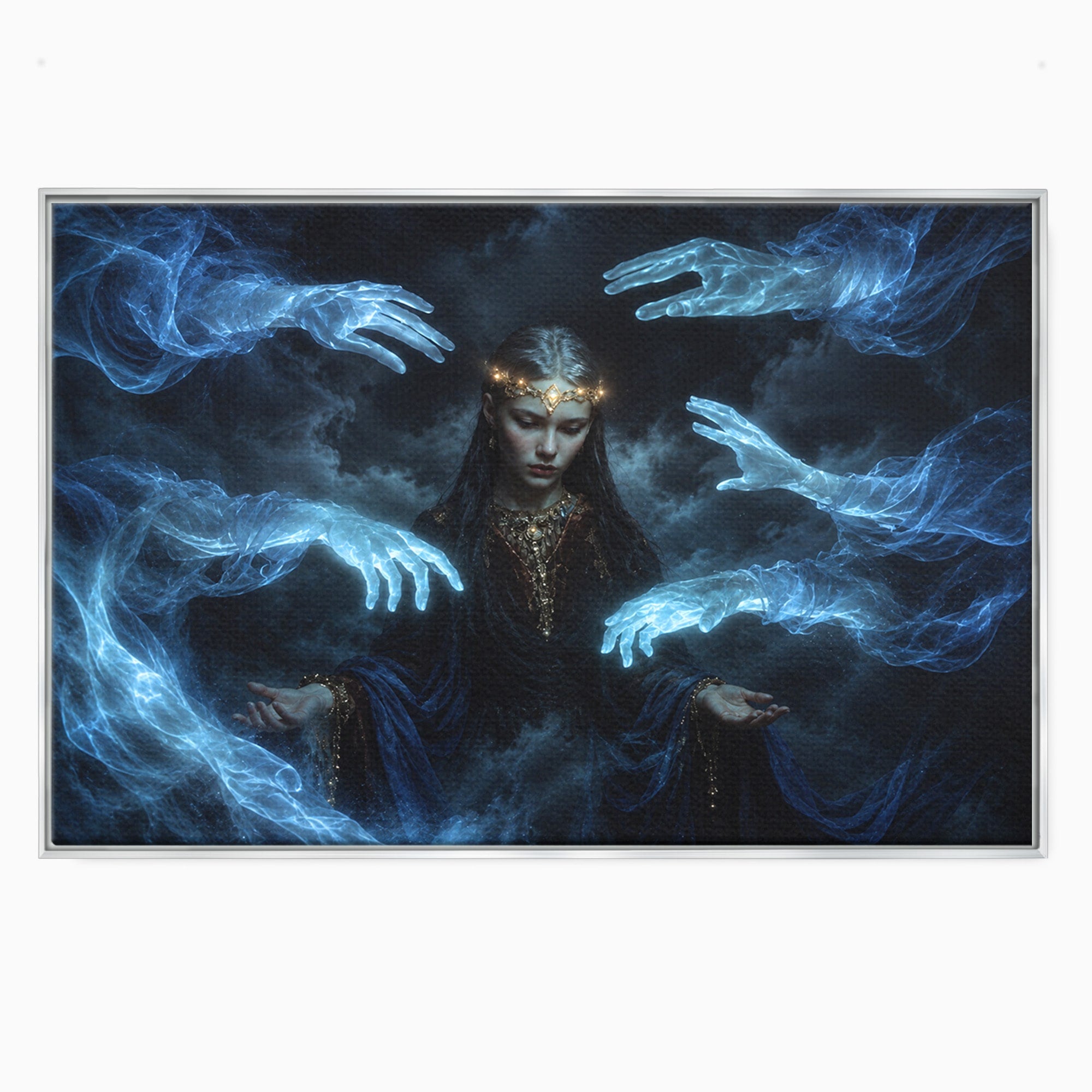 Tablou Canvas Premium LuxCanva® U1128, Misterul Mainilor Fantomatice, Fantezie, Mister, Maini, Portret, Dormitor, Culori Vibrante