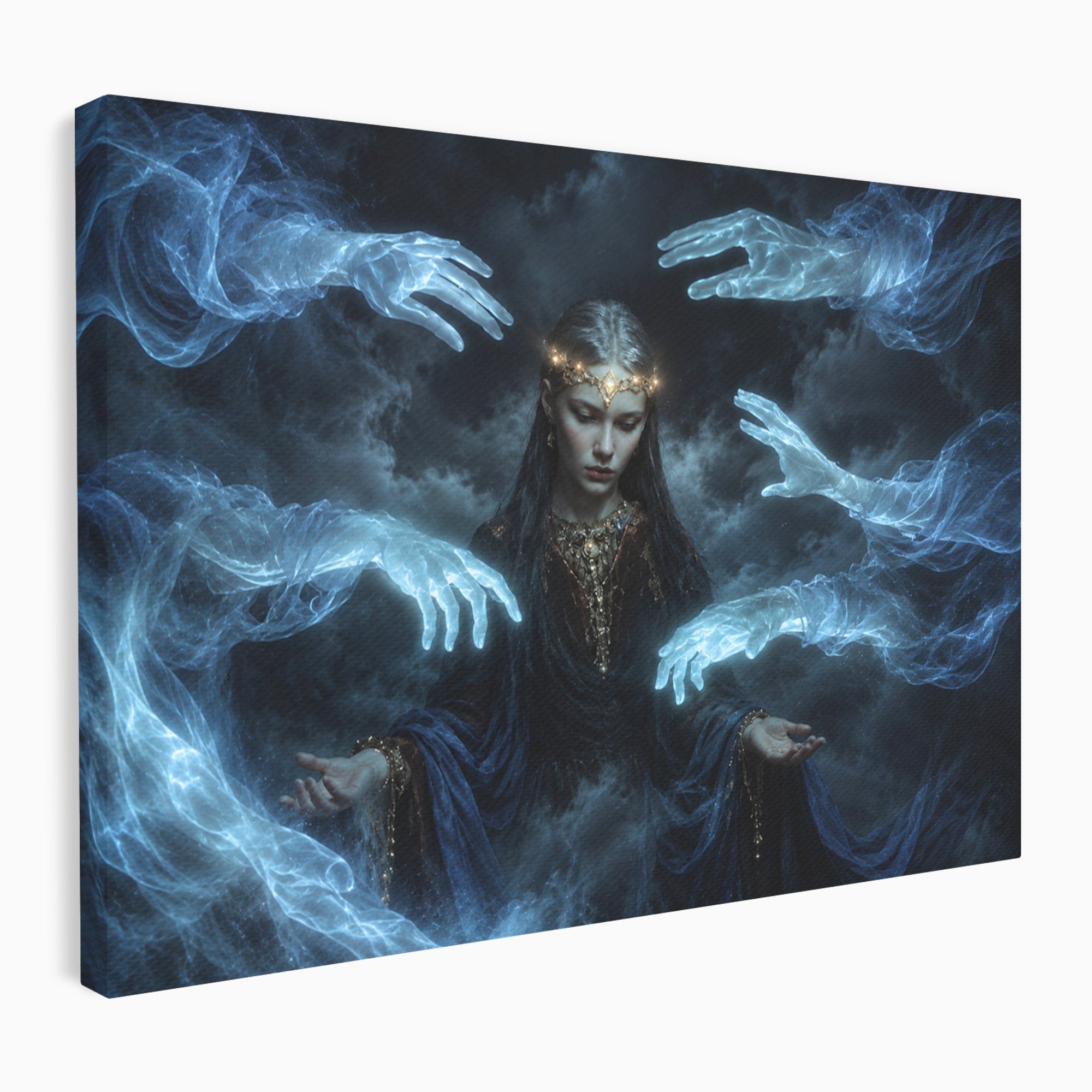 Tablou Canvas Premium LuxCanva® U1128, Misterul Mainilor Fantomatice, Fantezie, Mister, Maini, Portret, Dormitor, Culori Vibrante