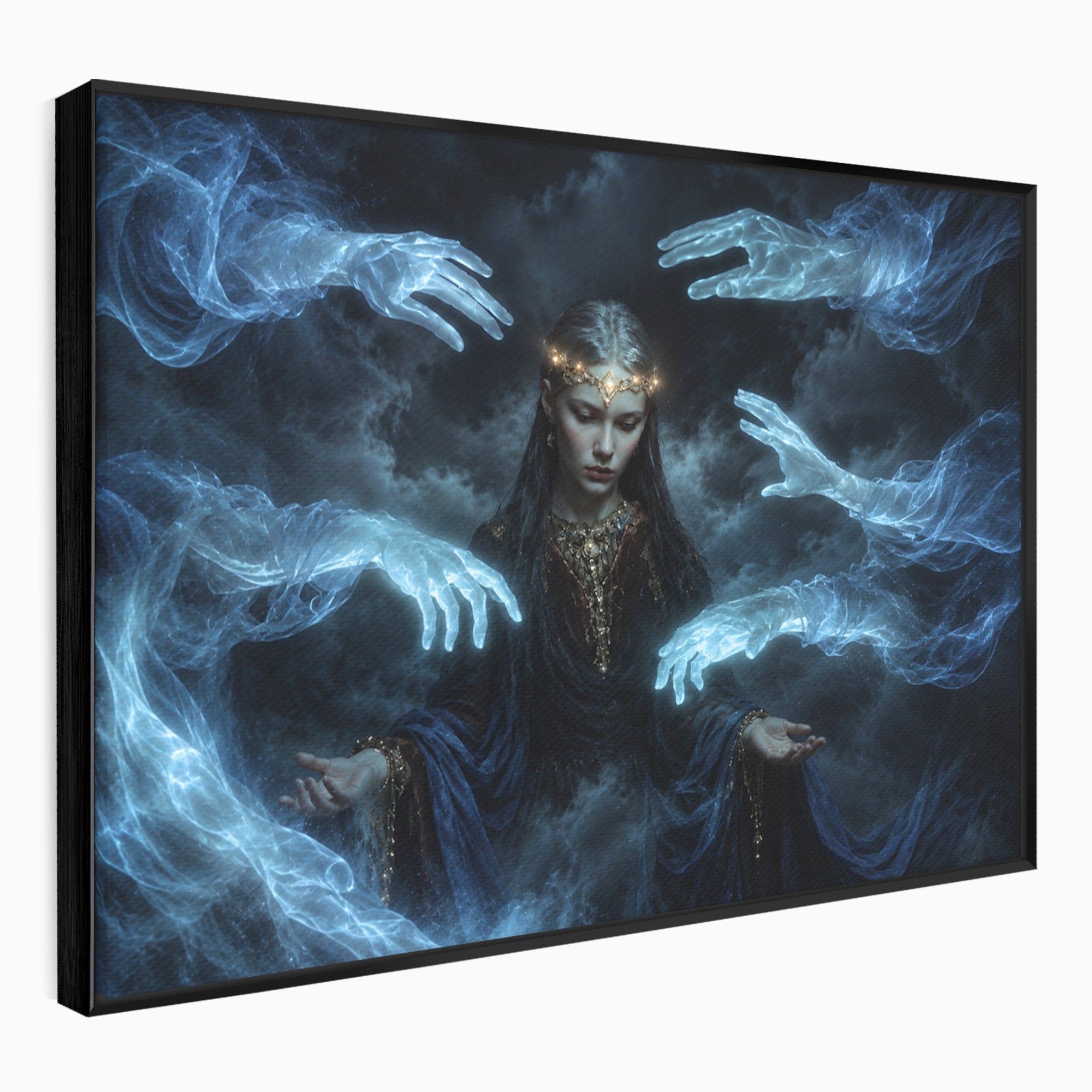 Tablou Canvas Premium LuxCanva® U1128, Misterul Mainilor Fantomatice, Fantezie, Mister, Maini, Portret, Dormitor, Culori Vibrante