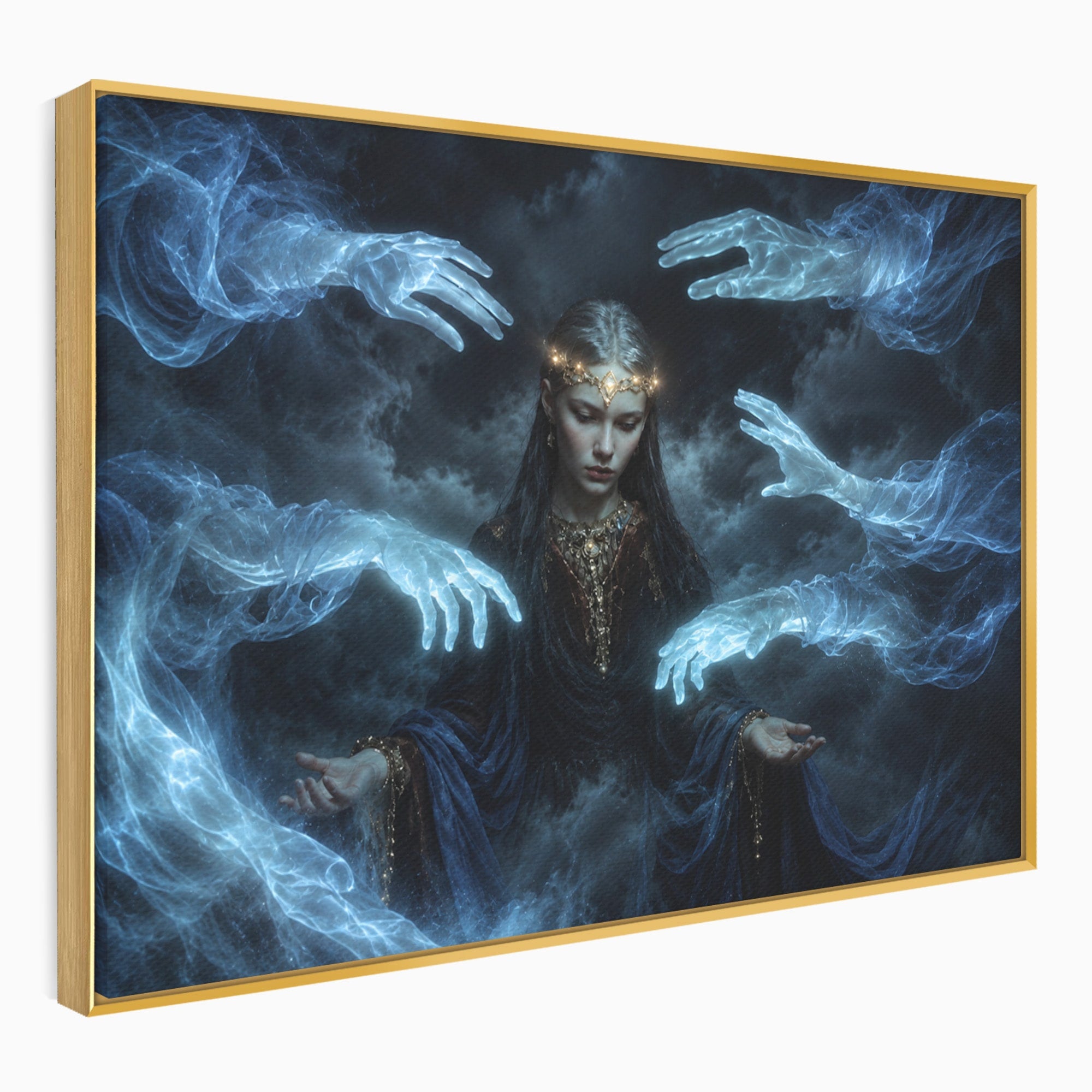 Tablou Canvas Premium LuxCanva® U1128, Misterul Mainilor Fantomatice, Fantezie, Mister, Maini, Portret, Dormitor, Culori Vibrante