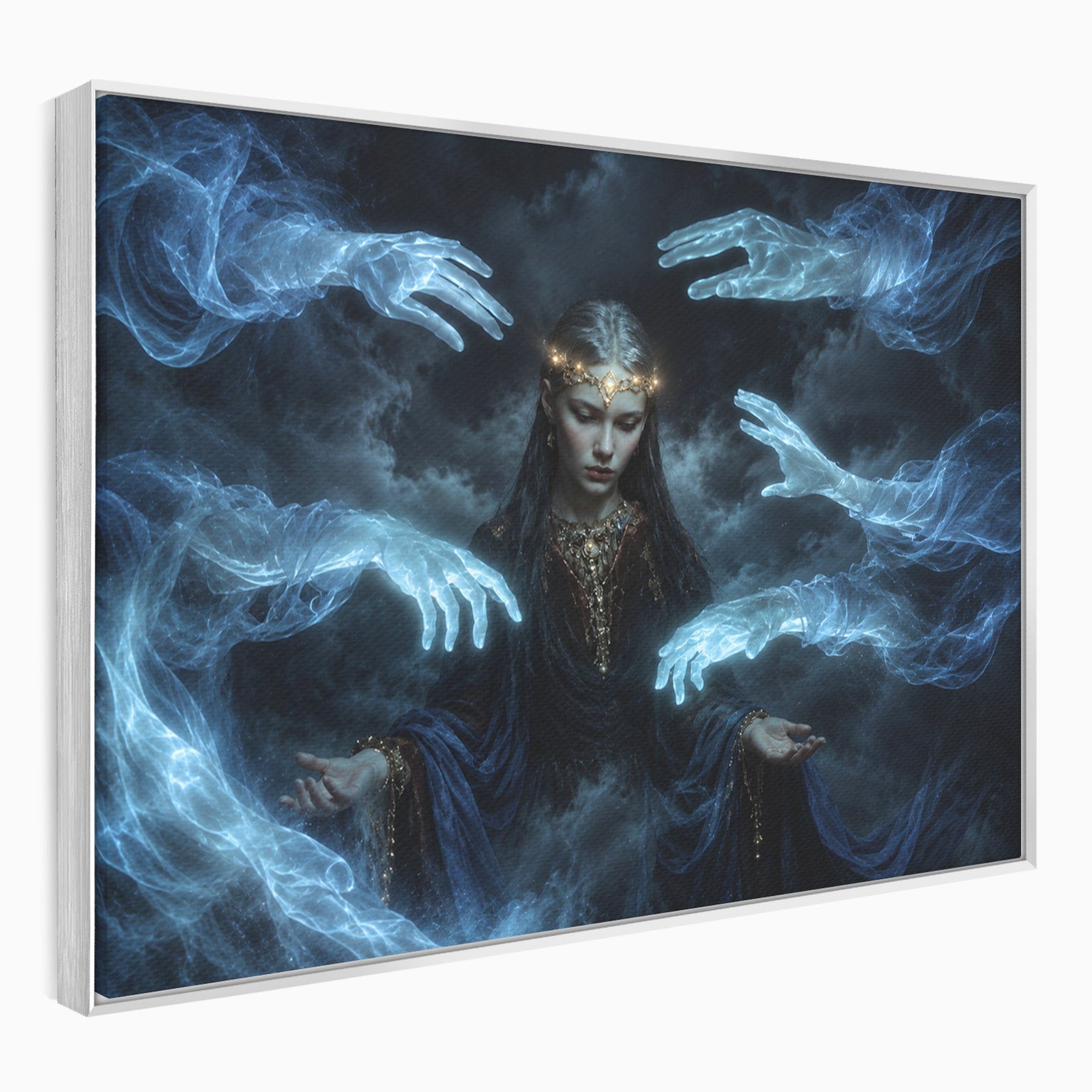 Tablou Canvas Premium LuxCanva® U1128, Misterul Mainilor Fantomatice, Fantezie, Mister, Maini, Portret, Dormitor, Culori Vibrante